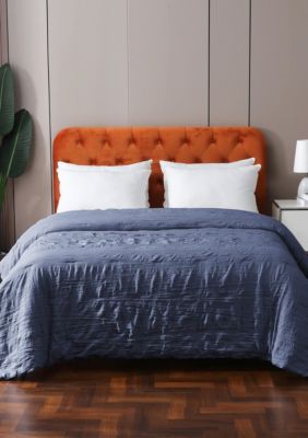 St. James Home Crinkled Down Alternative Blanket Full/Queen White, Navy Blue