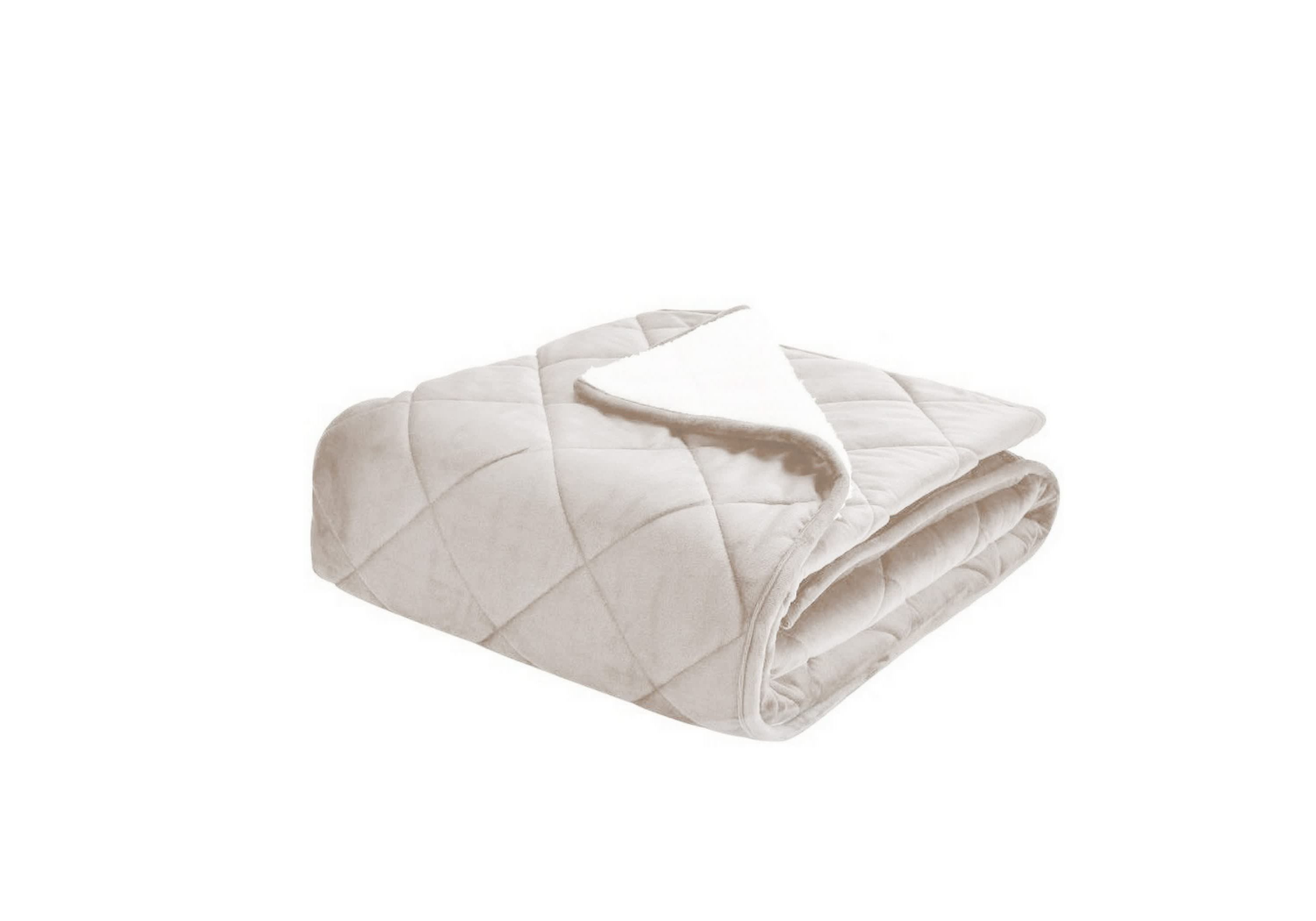 Quilted Velvet and Sherpa Foot Pocket Throw Blush