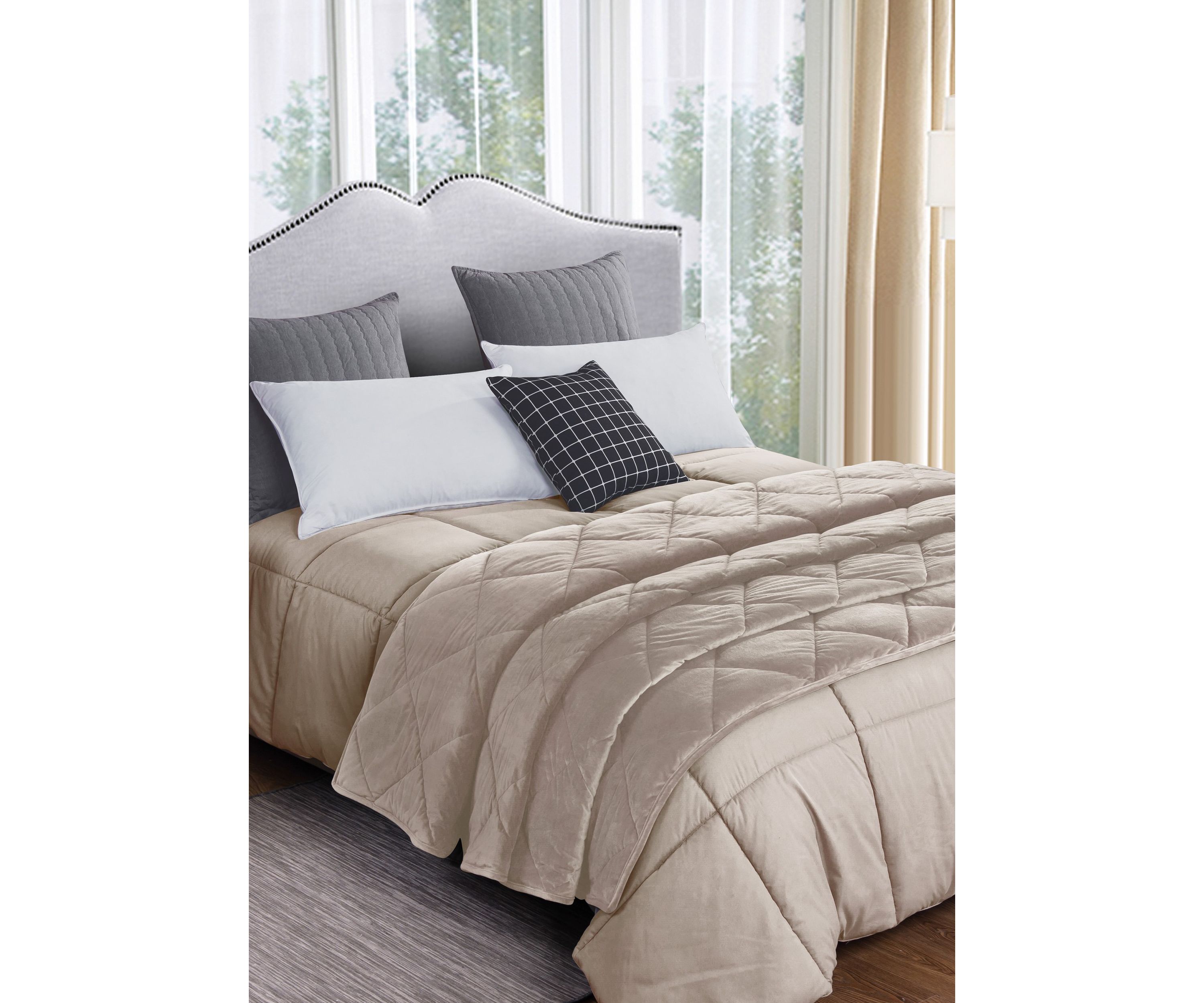 2 Piece Velvet Blanket & Down Alternating Comforter Set