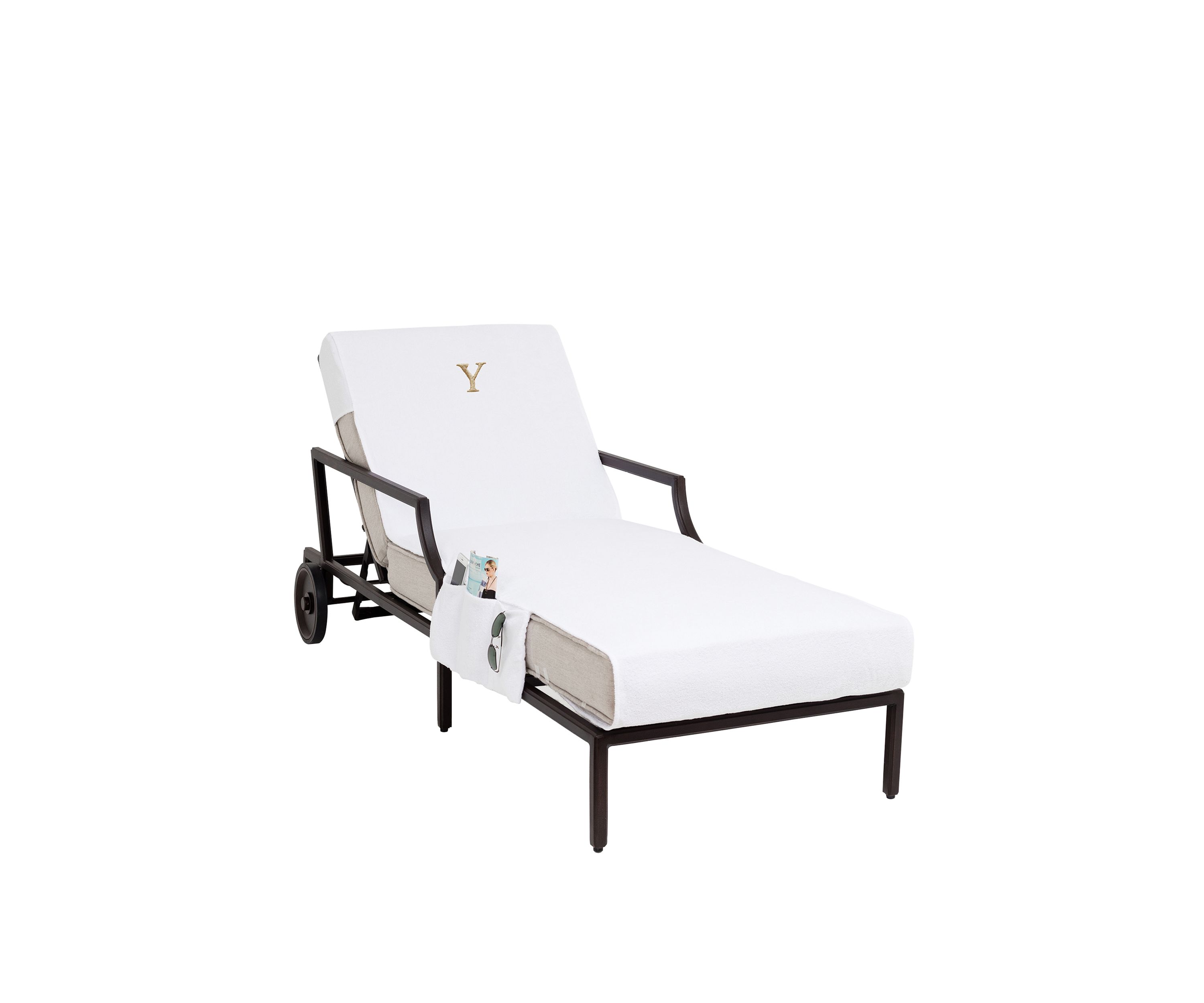 Personalized Standard Size Chaise Lounge Cover with Side Pockets