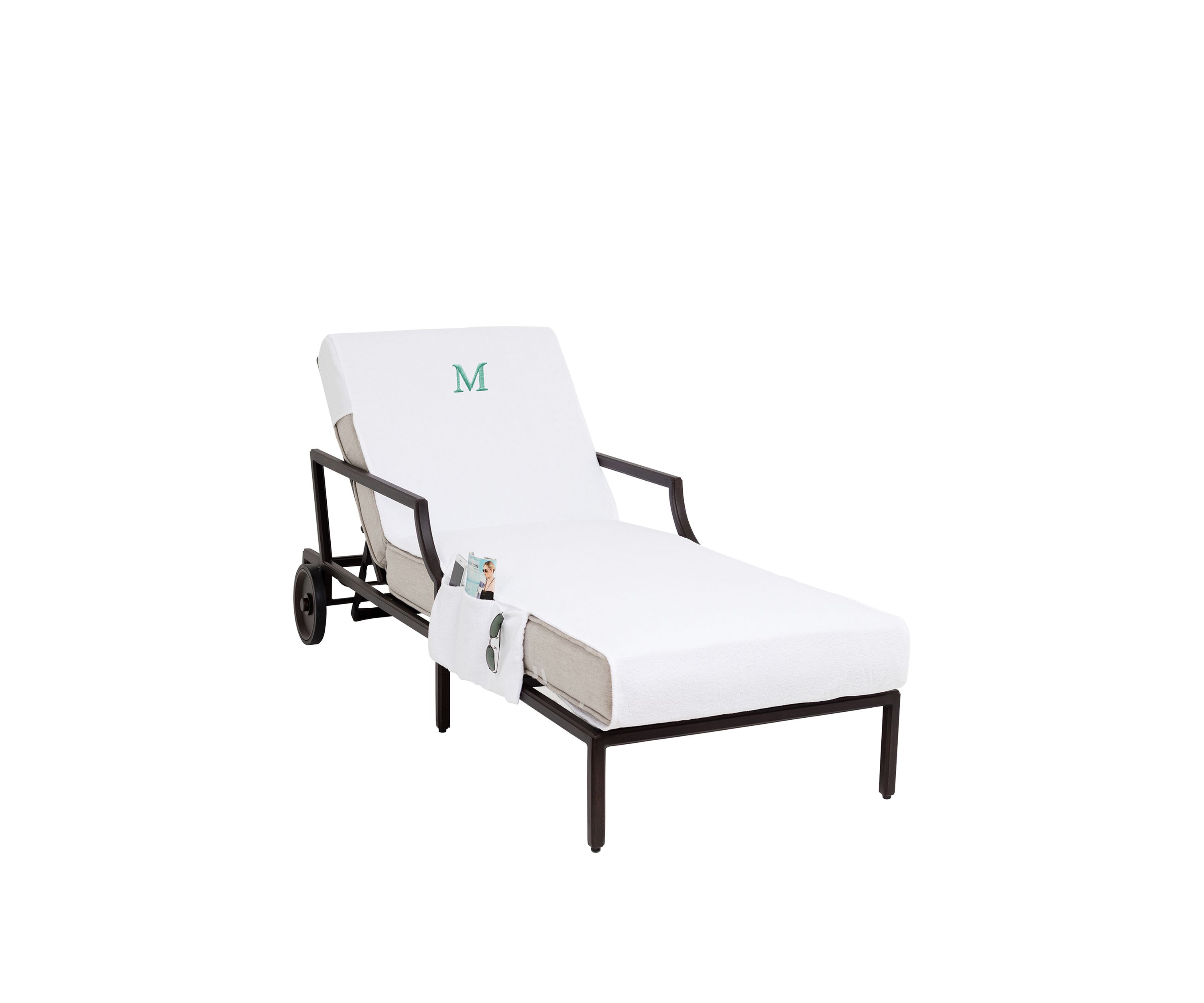 Personalized Standard Size Chaise Lounge Cover with Side Pockets