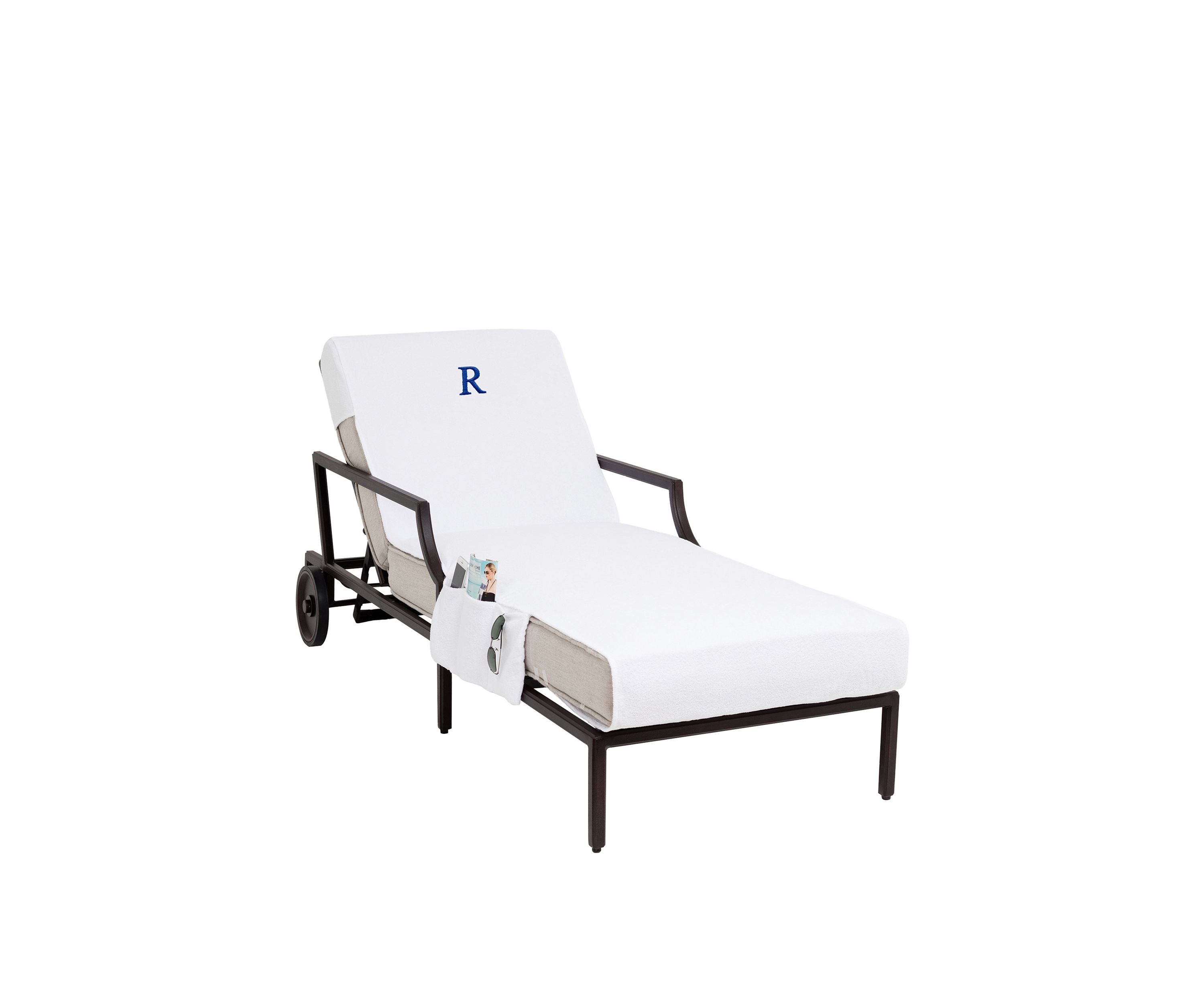 Personalized Standard Size Chaise Lounge Cover with Side Pockets