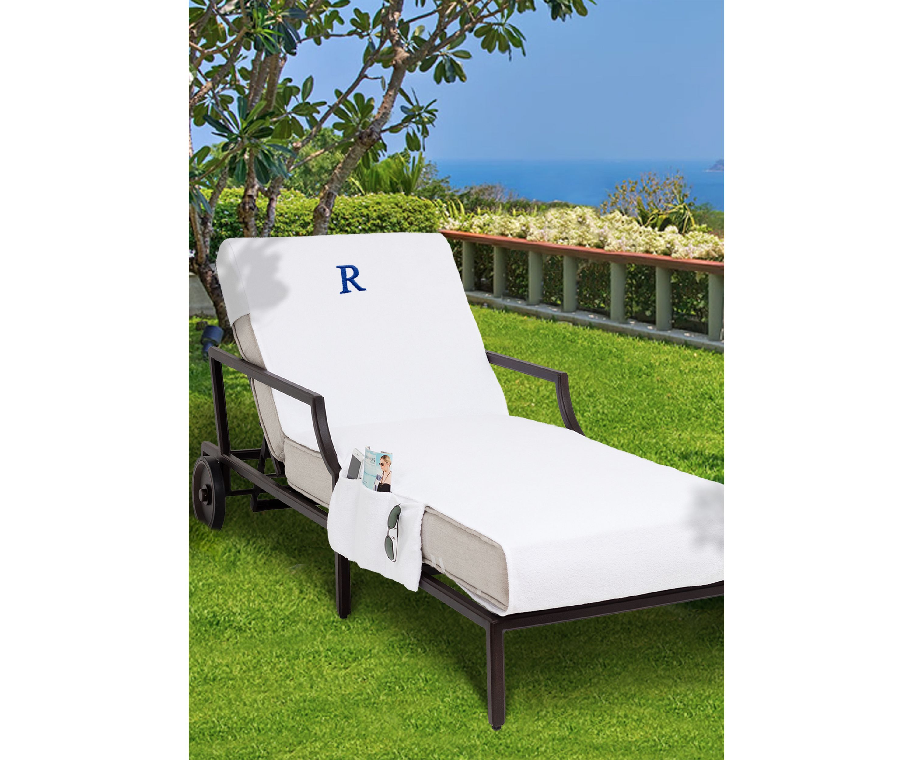 Personalized Standard Size Chaise Lounge Cover with Side Pockets