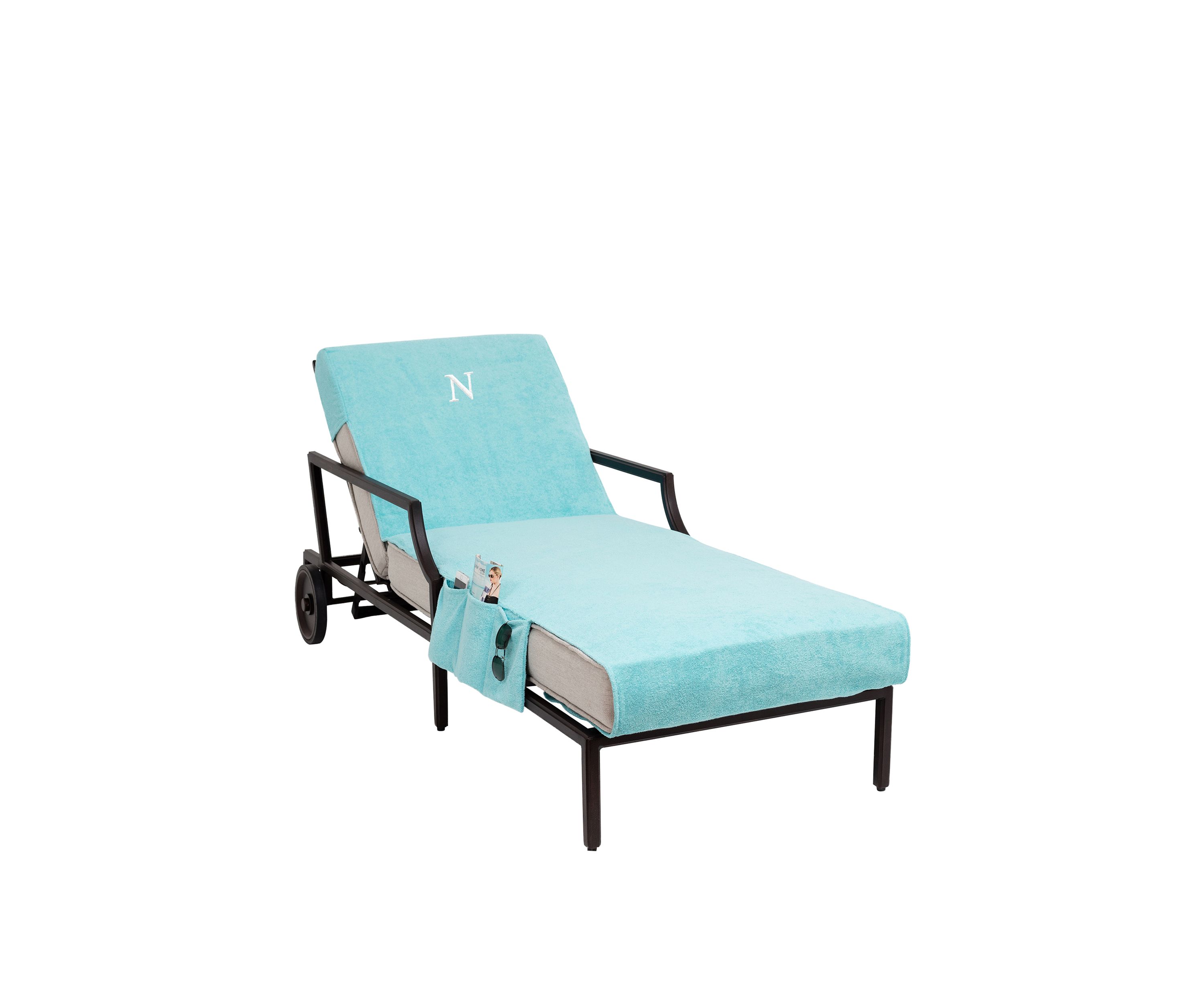 Personalized Standard Size Chaise Lounge Cover with Side Pockets