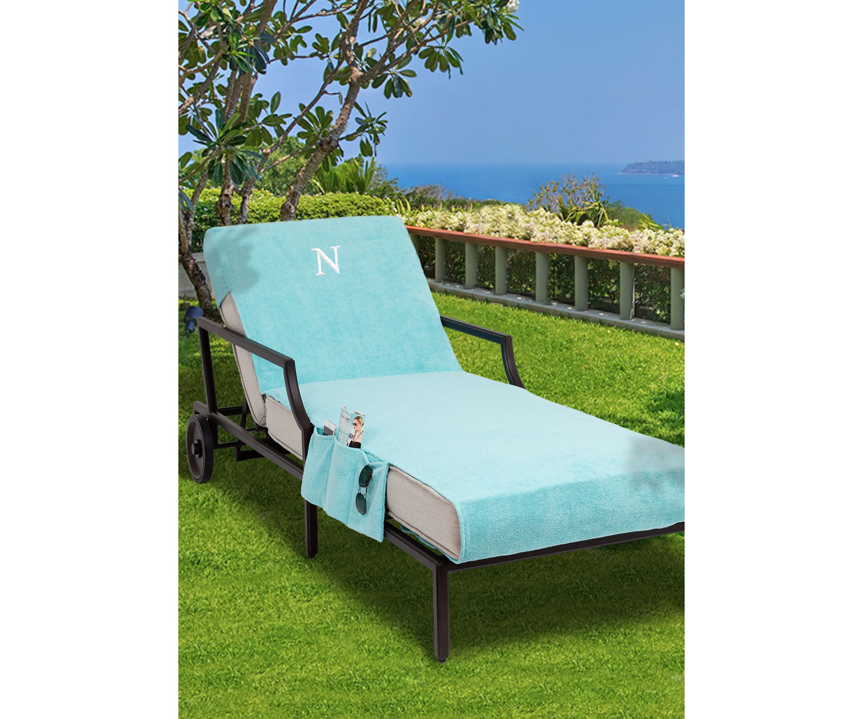Personalized Standard Size Chaise Lounge Cover with Side Pockets