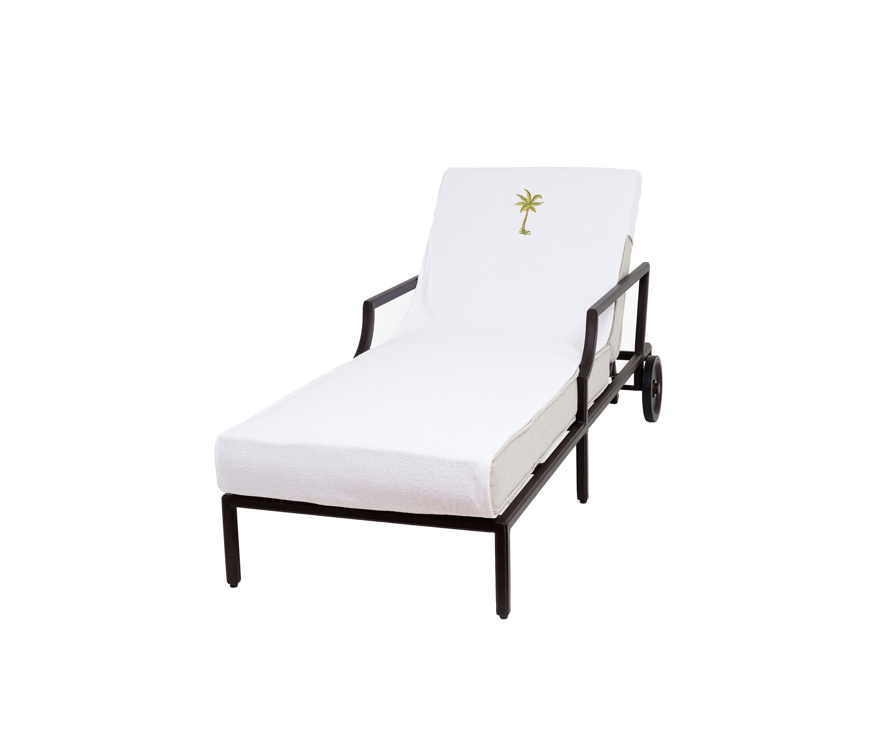 Embroidered Palm Tree Standard Size Chaise Lounge Cover