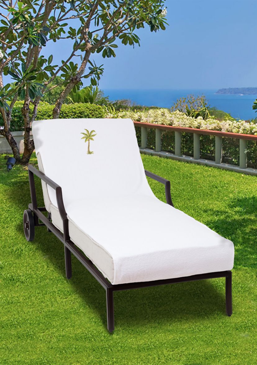 Embroidered Palm Tree Standard Size Chaise Lounge Cover
