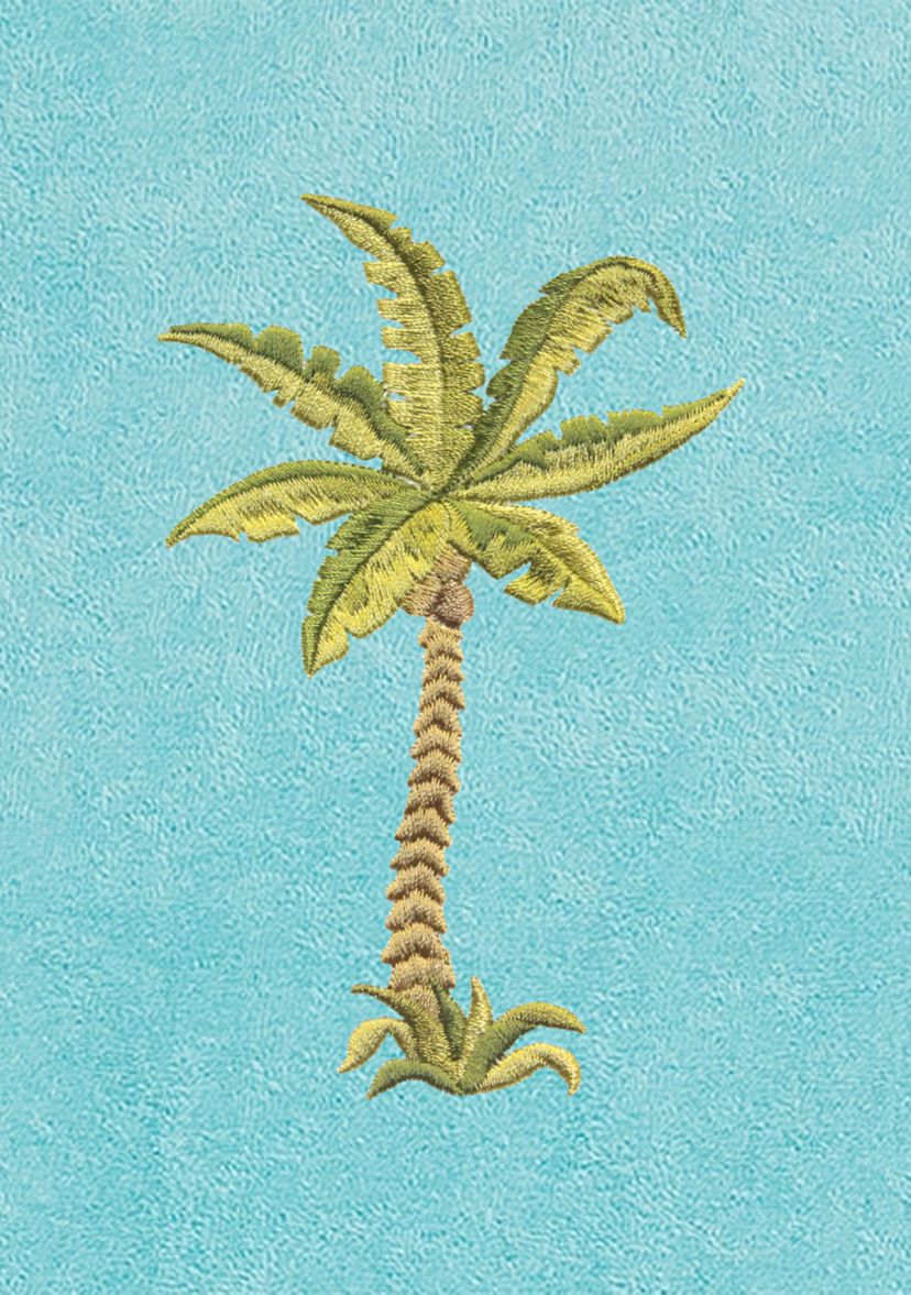Embroidered Palm Tree Standard Size Chaise Lounge Cover with Side Pockets