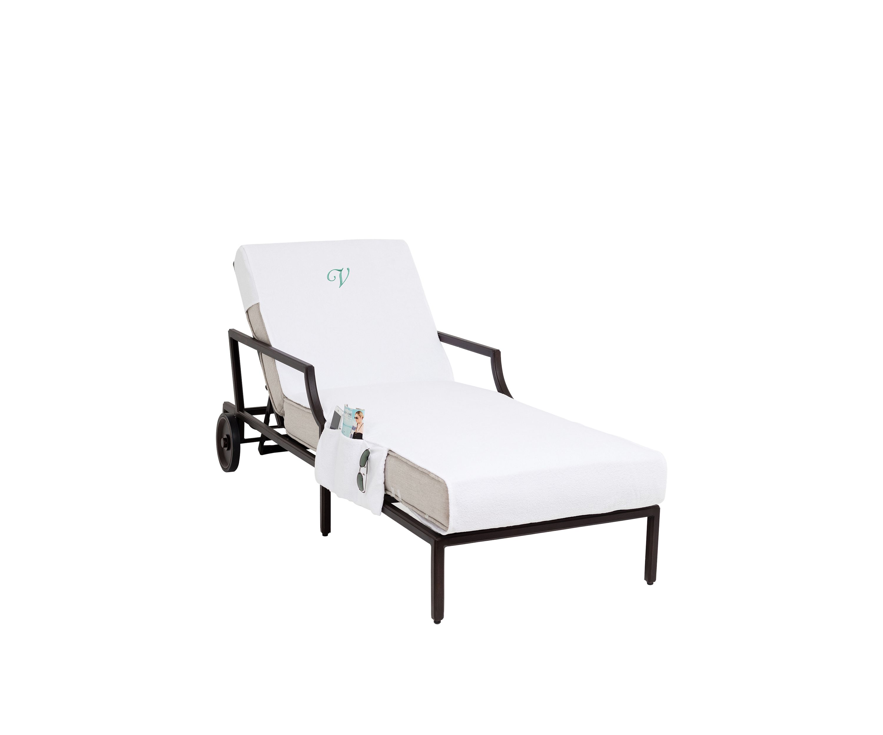 Personalized Standard Size Chaise Lounge Cover with Side Pockets