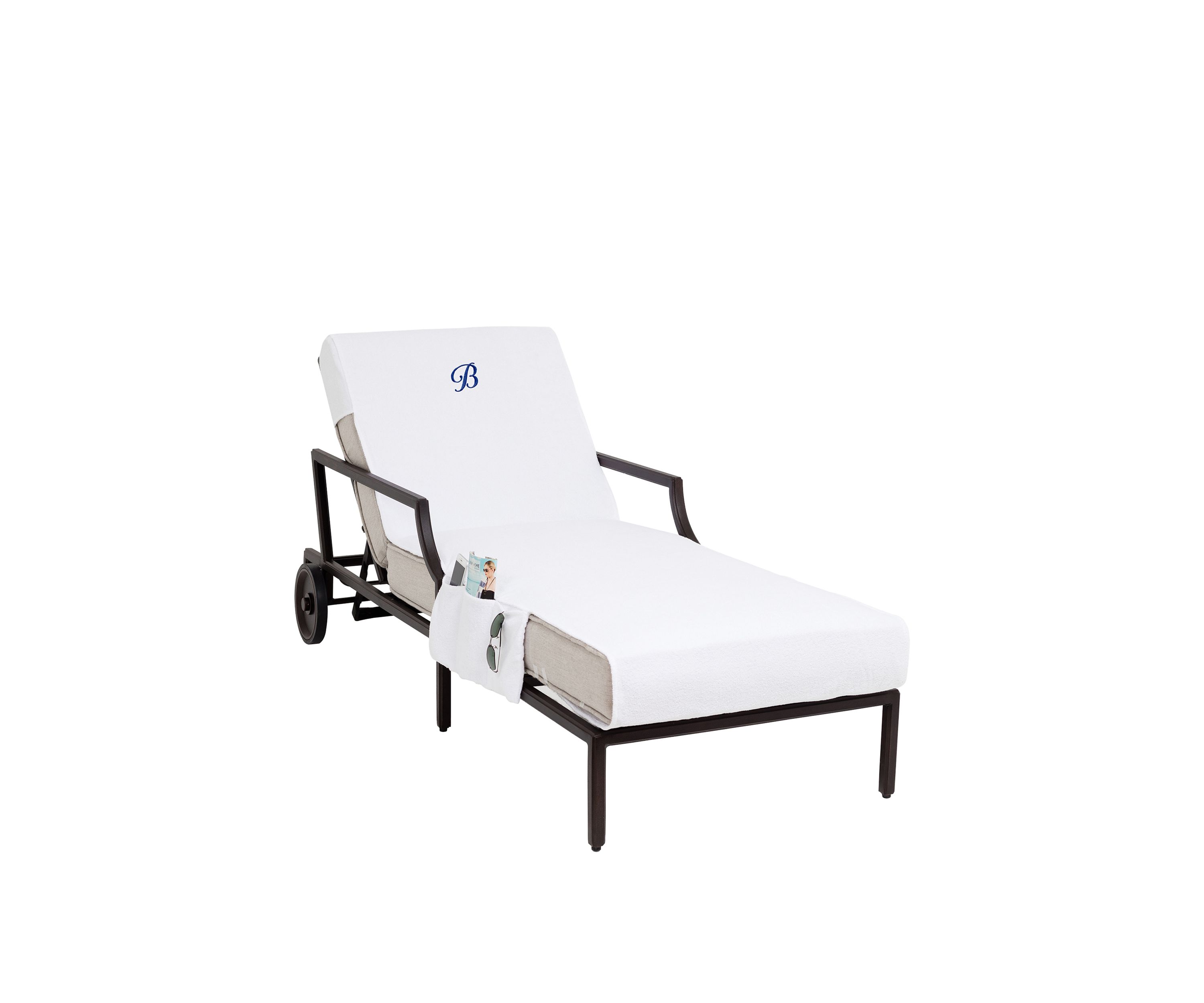 Personalized Standard Size Chaise Lounge Cover with Side Pockets