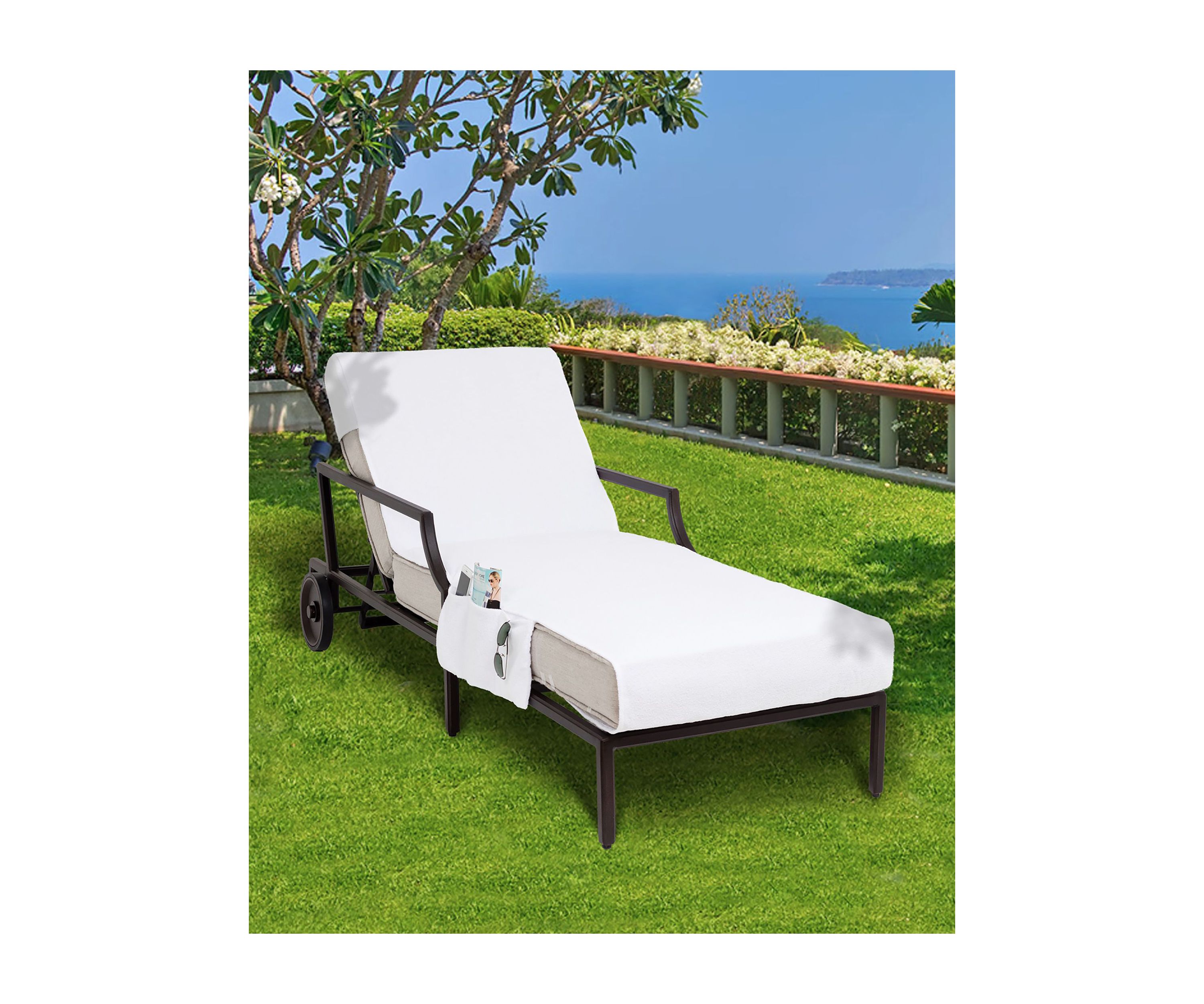 Standard Size Chaise Lounge Cover with Side Pockets