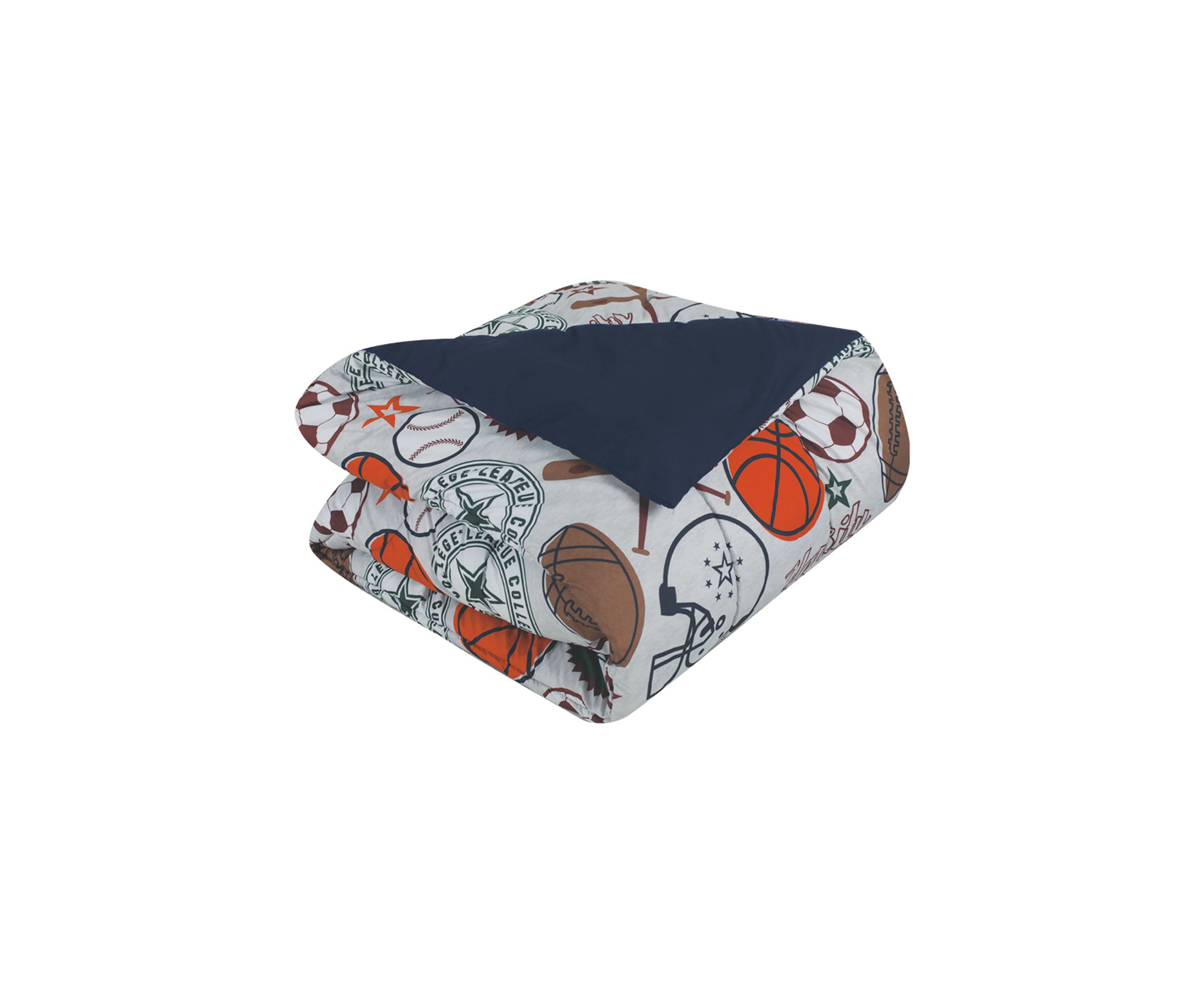 League Sports Gray Comforter Set with Basket Ball Pillow and Sports Themed Wall Decals