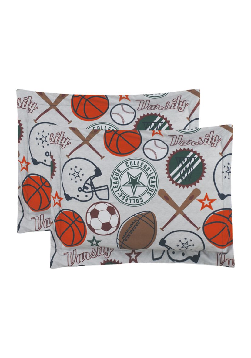 League Sports Gray Comforter Set with Basket Ball Pillow and Sports Themed Wall Decals