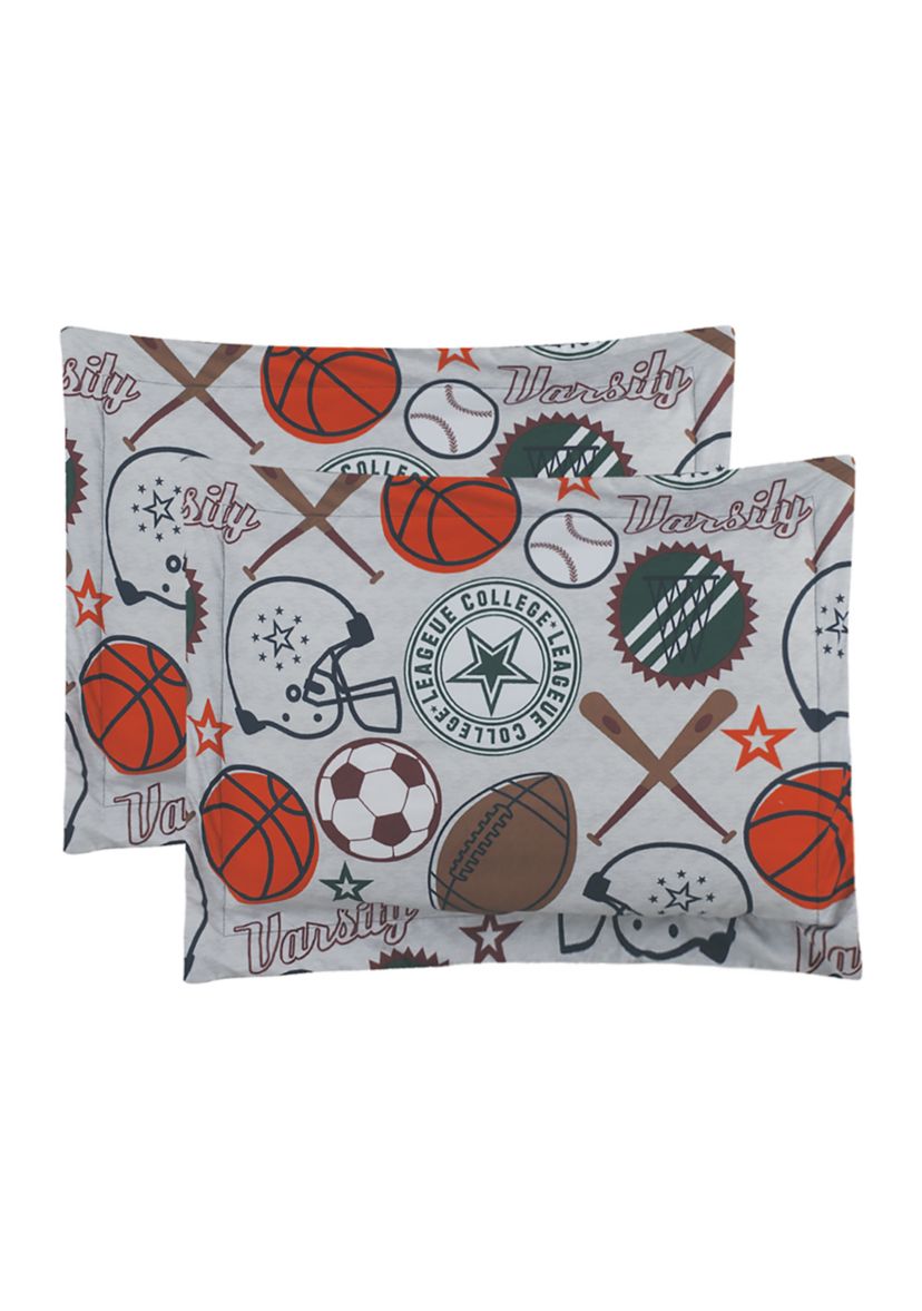 League Sports Gray Comforter Set with Basket Ball Pillow and Sports Themed Wall Decals