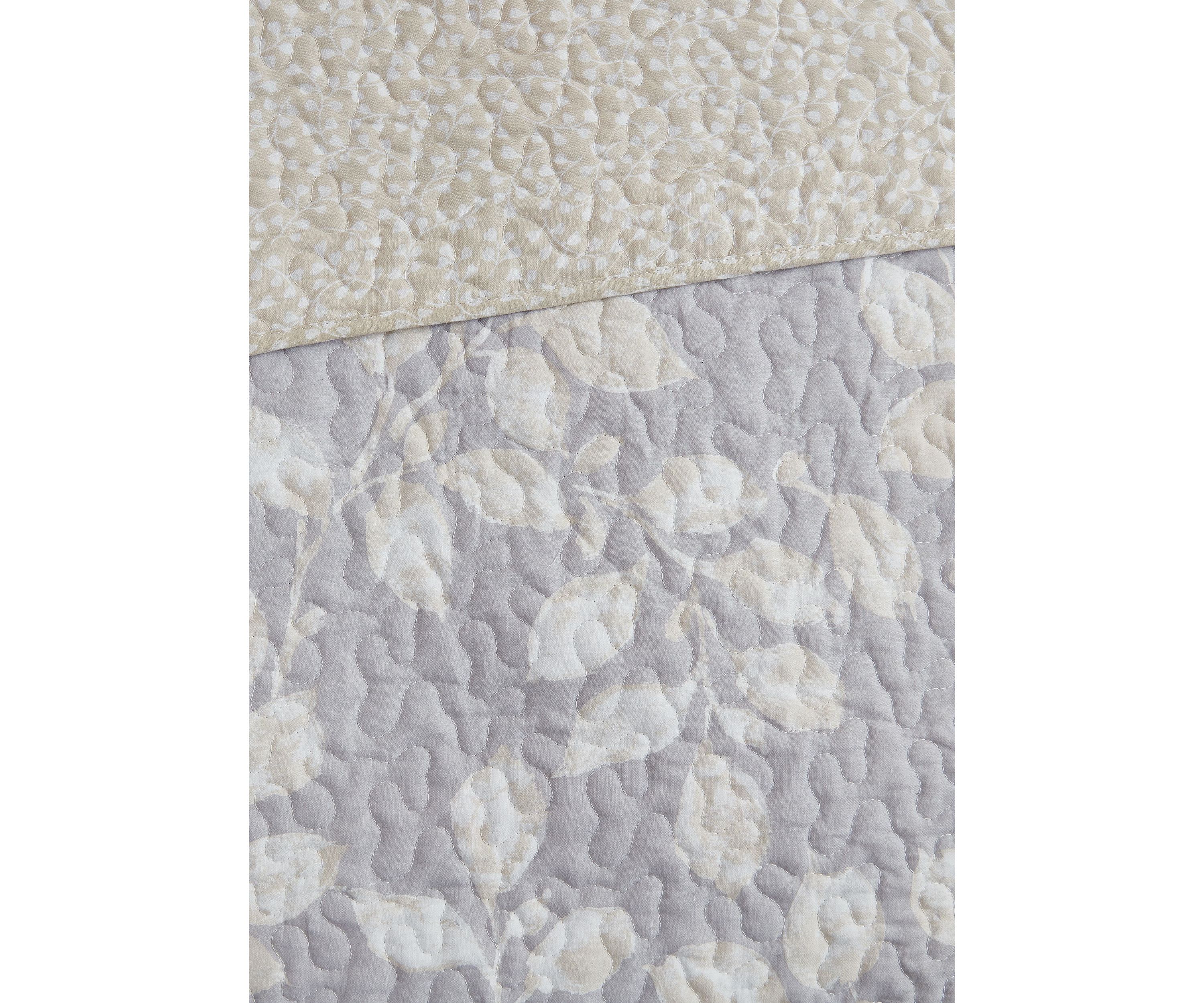 Camden Leaves Grey/Neutral Cotton Quilt Set