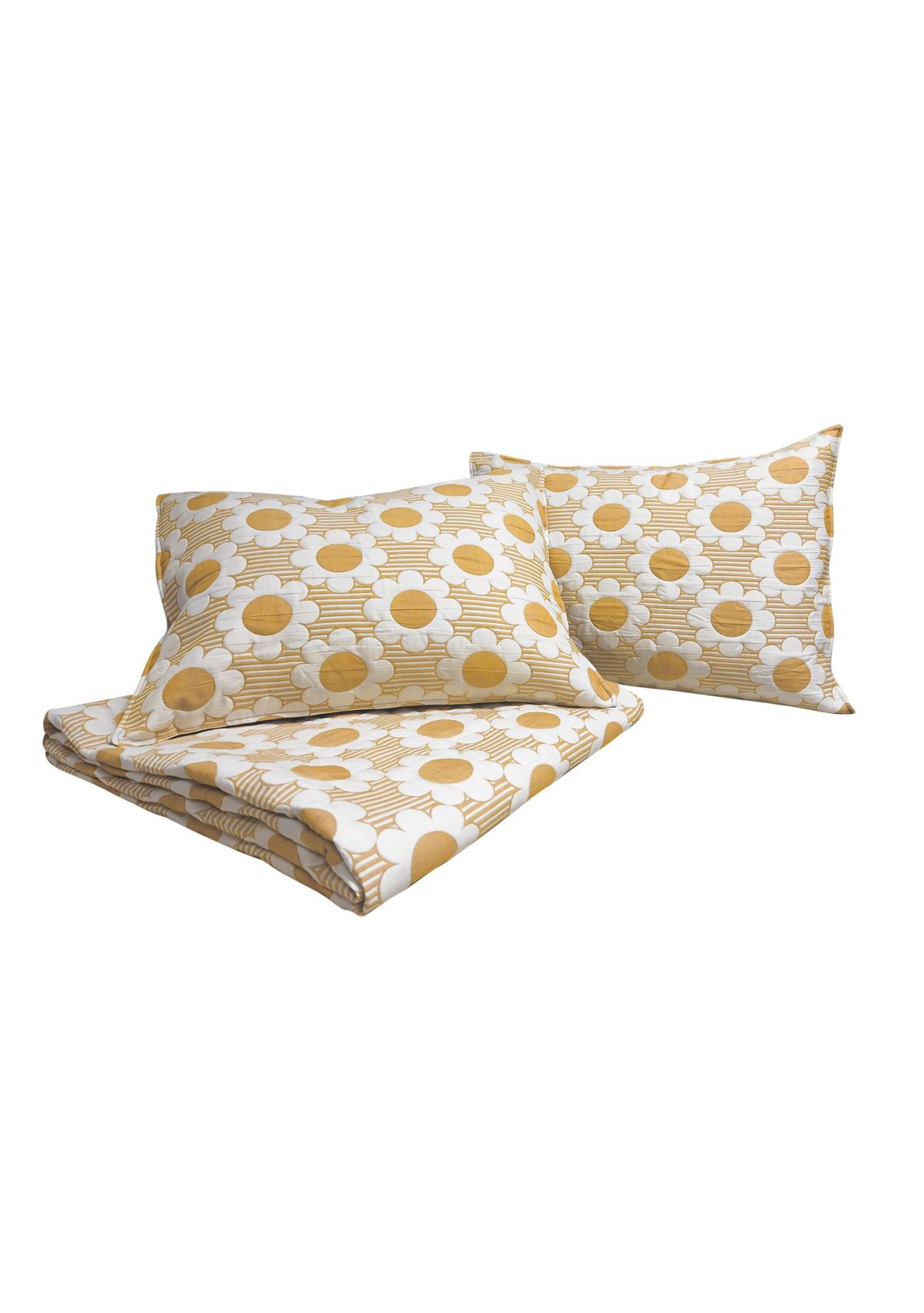 Daisy Flower Yellow Soft Matelasse Jacquard Quilt Set