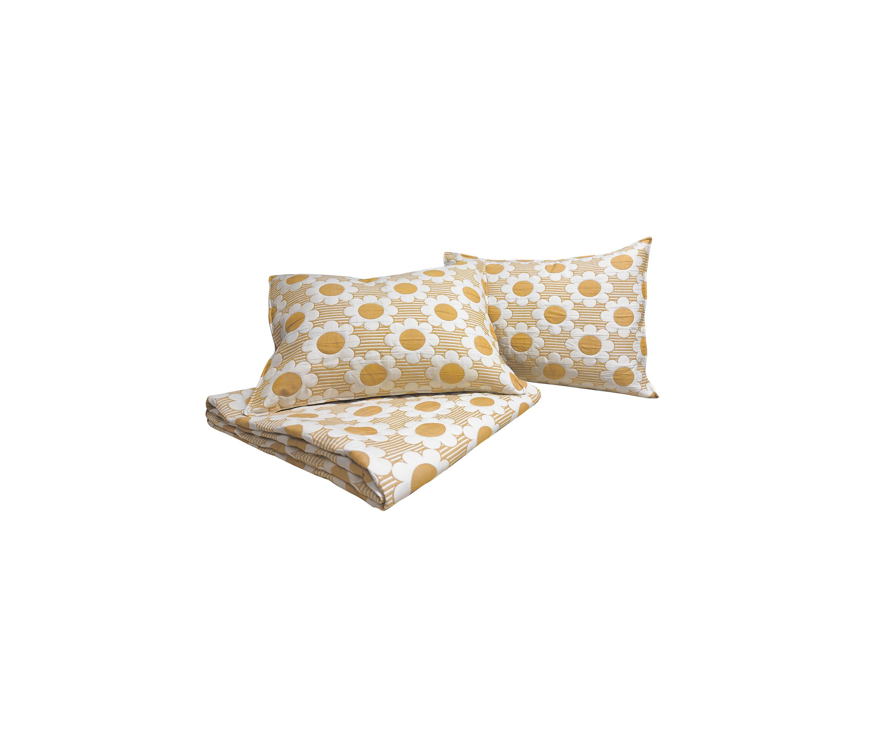 Daisy Flower Yellow Soft Matelasse Jacquard Quilt Set