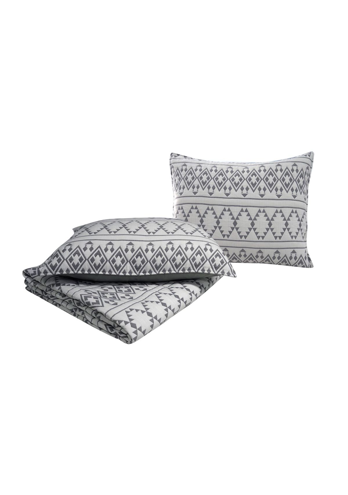 Kai Tribal Grey Soft Matelasse Jacquard Quilt Set