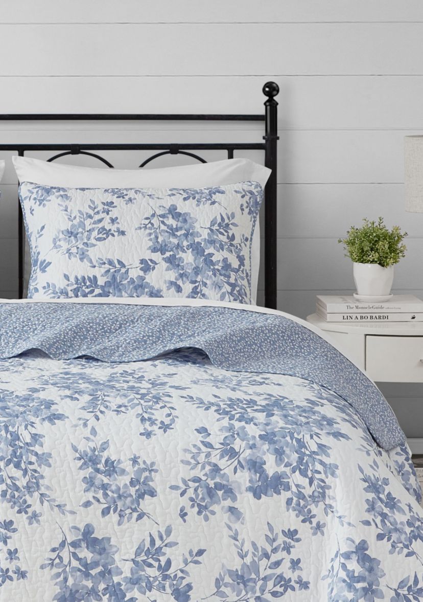Philomena Blue Cotton Quilt Set