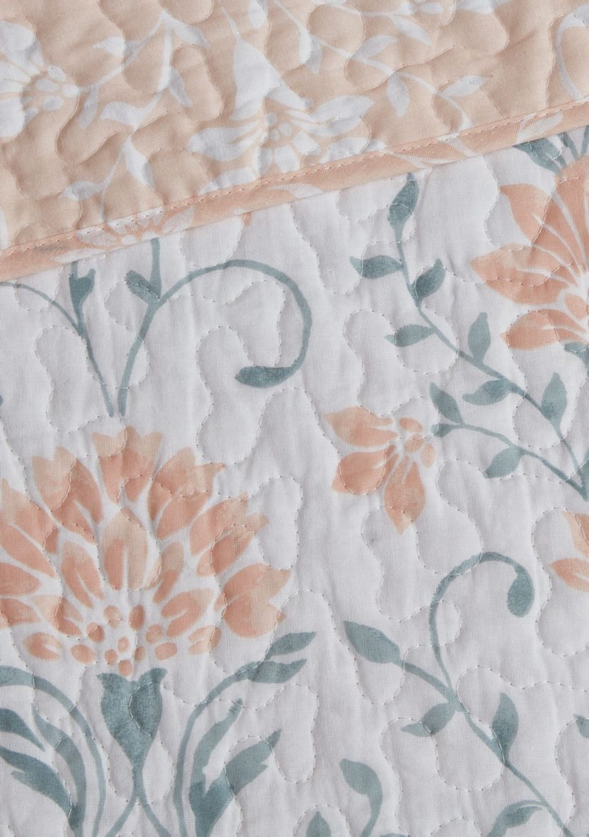 Jasper Peach/Green Cotton Quilt Set