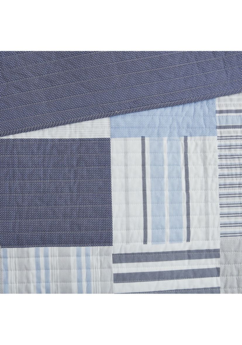 Lido Patch Blue/Grey Cotton Quilt Set