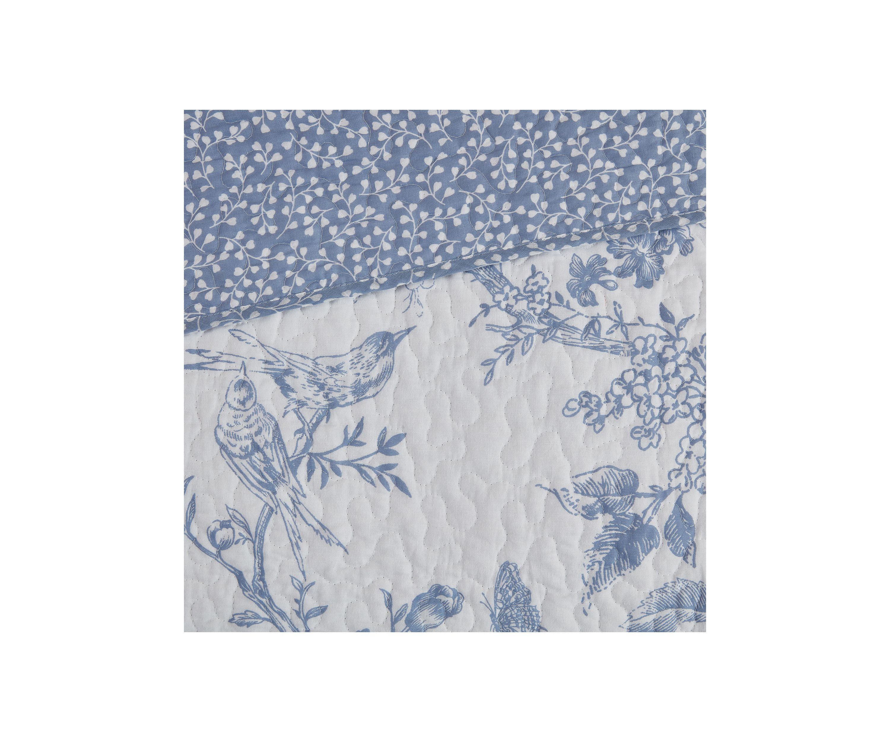 Chantilly Toile Blue Cotton Quilt Set