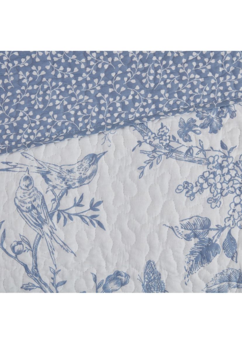 Chantilly Toile Blue Cotton Quilt Set