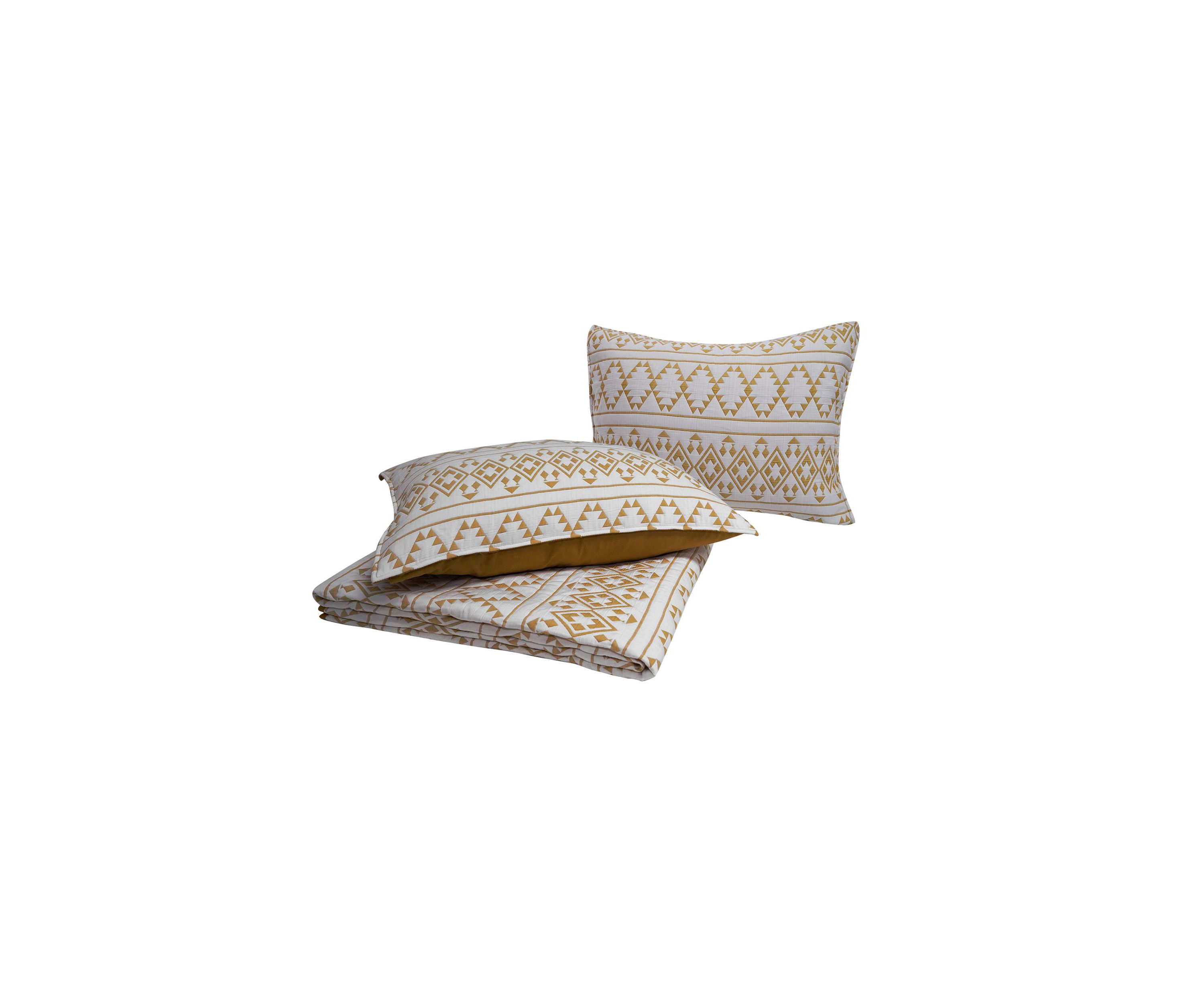 Kai Tribal Spicy Mustard Soft Matelasse Jacquard Quilt Set