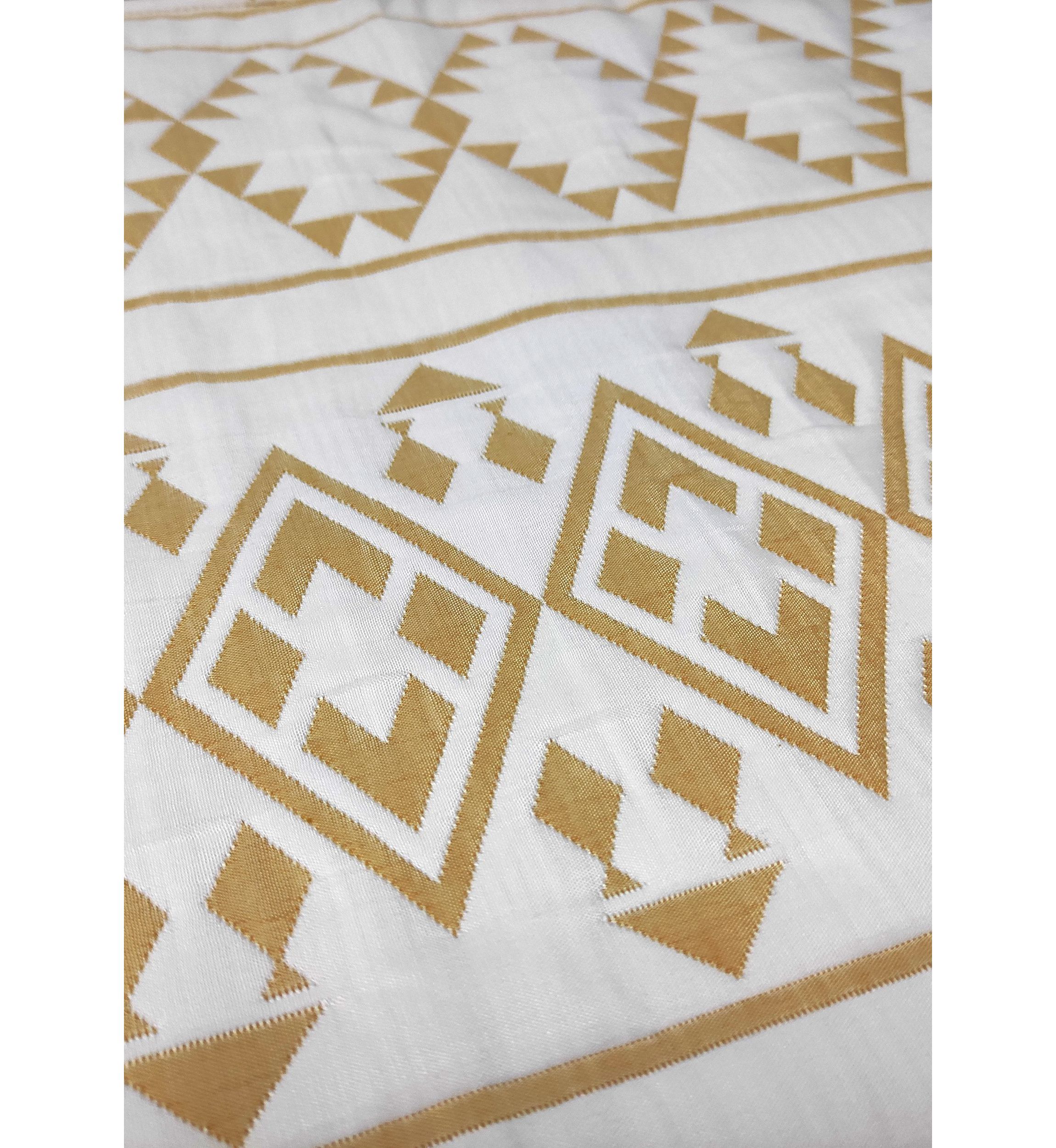 Kai Tribal Spicy Mustard Soft Matelasse Jacquard Quilt Set