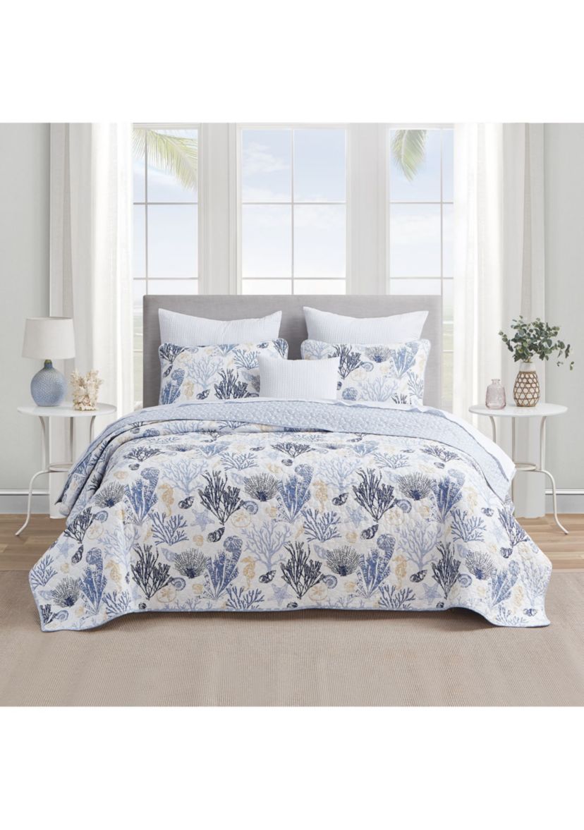 Key West Blue/Tan Cotton Quilt Set