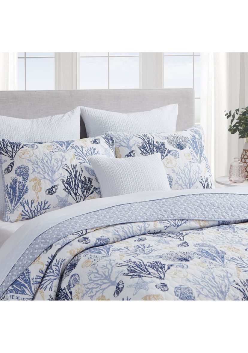 Key West Blue/Tan Cotton Quilt Set