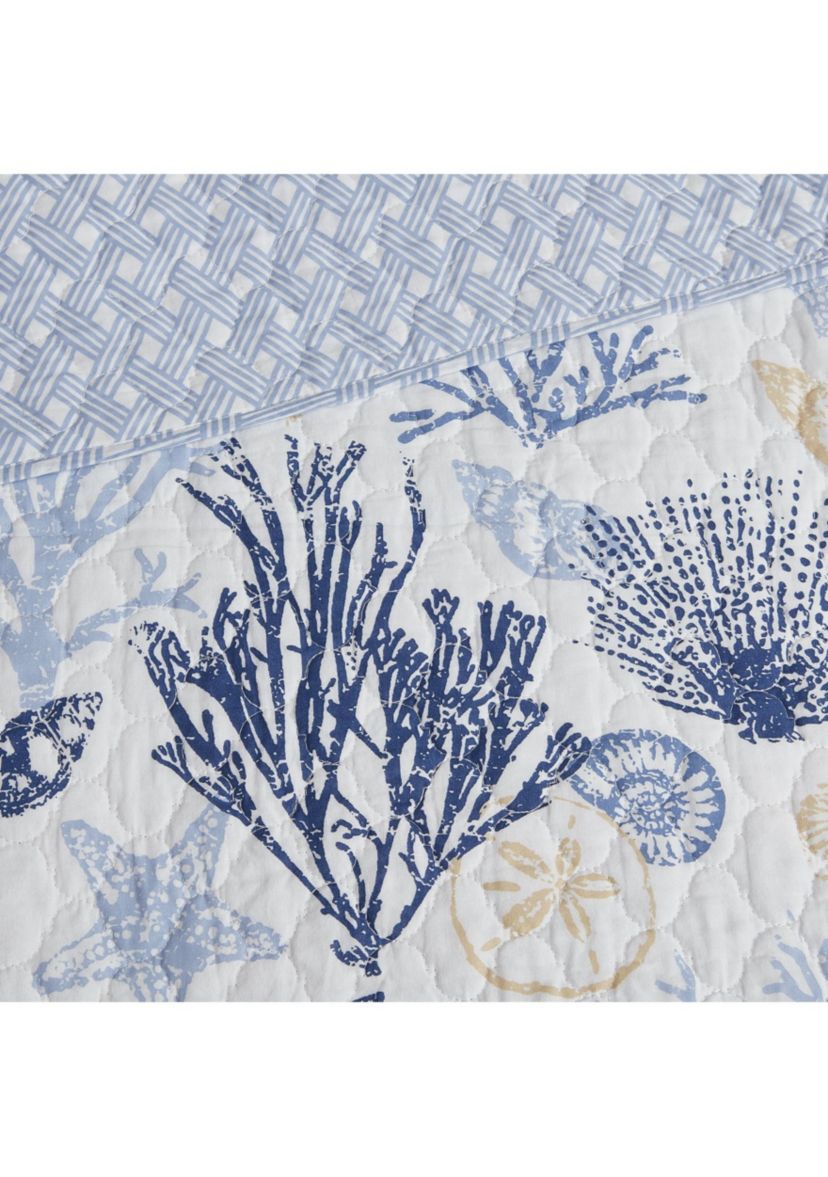 Key West Blue/Tan Cotton Quilt Set