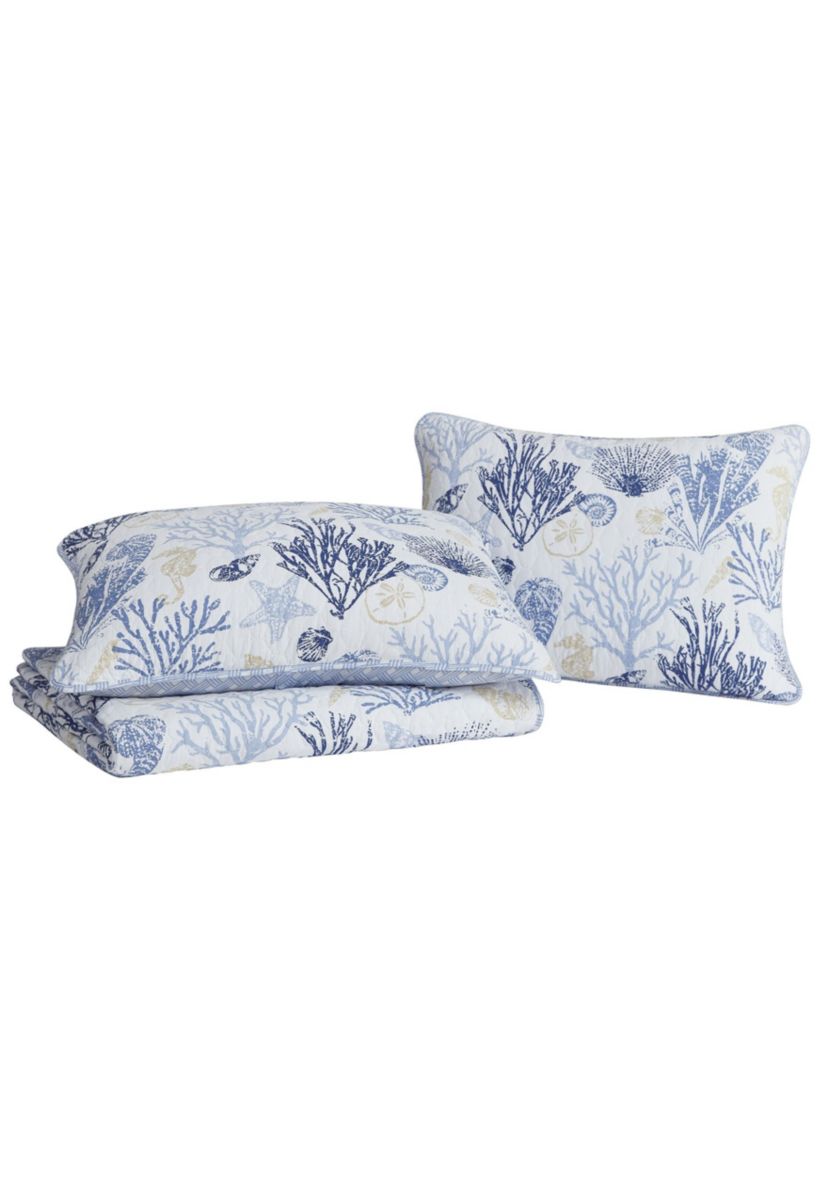 Key West Blue/Tan Cotton Quilt Set