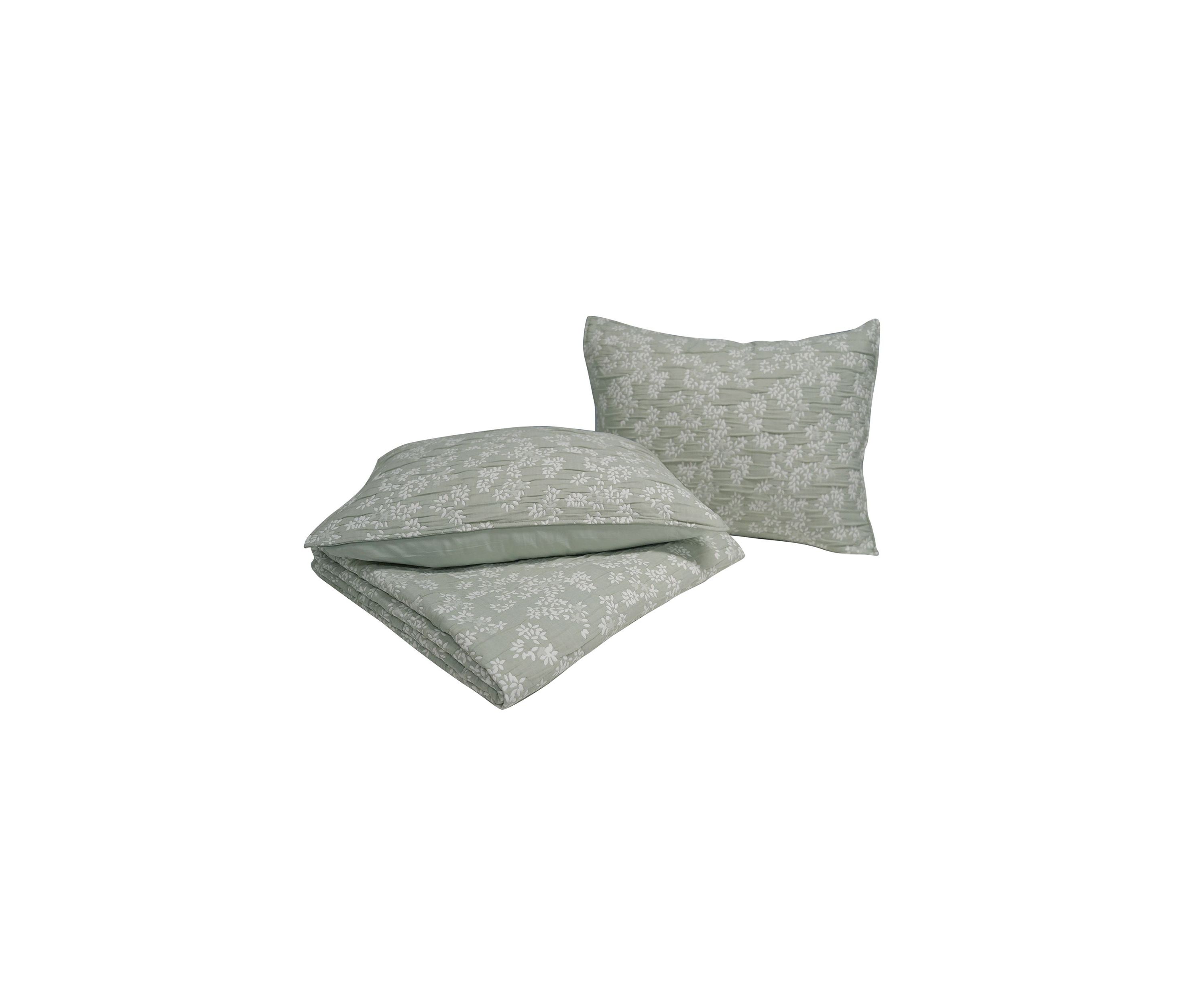 Annabella Floral Desert Sage Soft Matelasse Jacquard Quilt Set