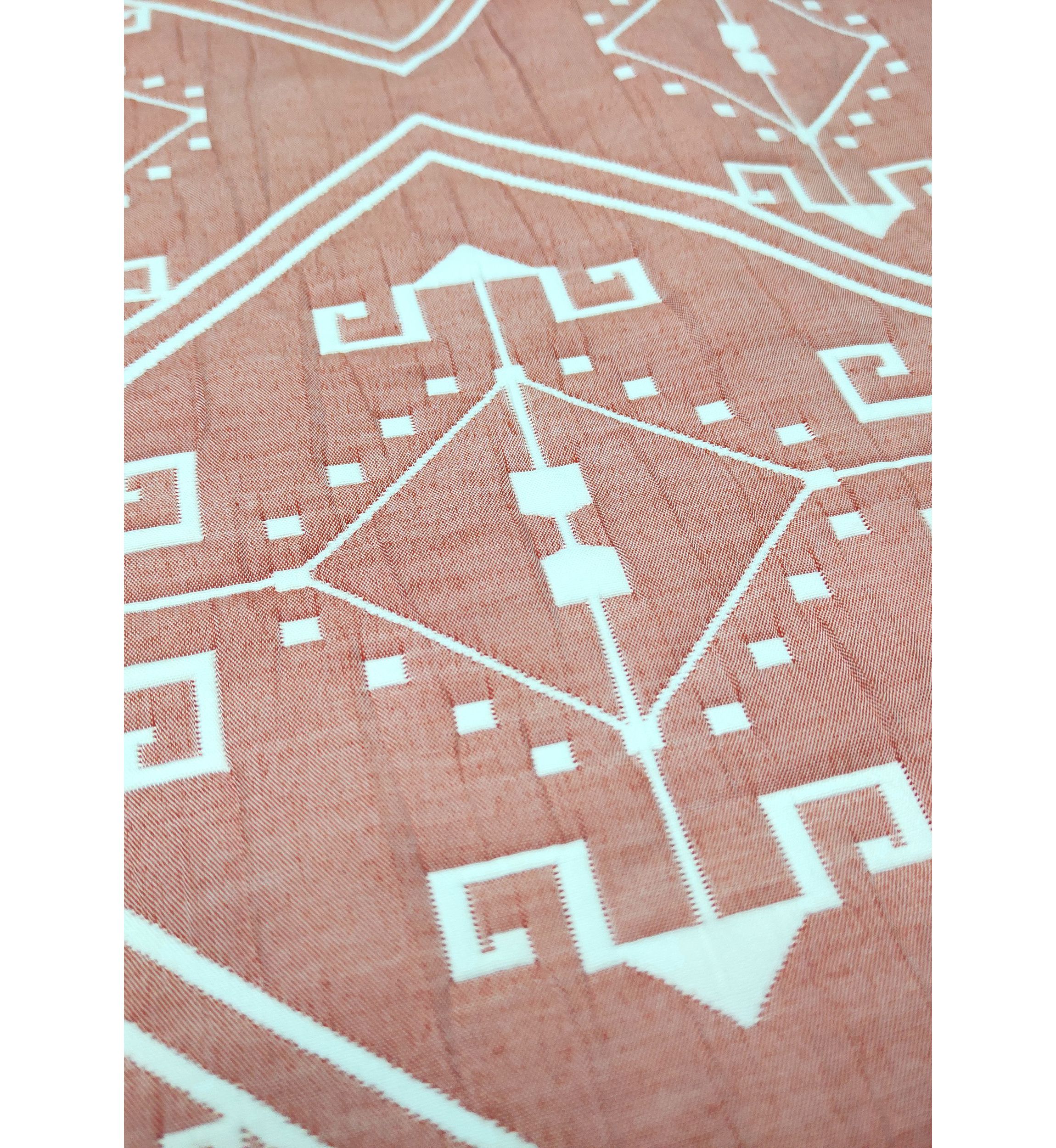 Santa Fe Tribal Apricot Soft Matelasse Jacquard Quilt Set