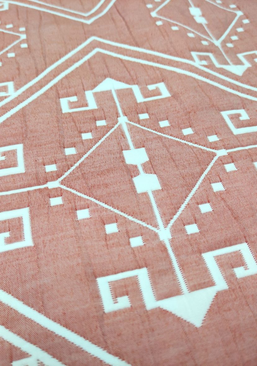 Santa Fe Tribal Apricot Soft Matelasse Jacquard Quilt Set
