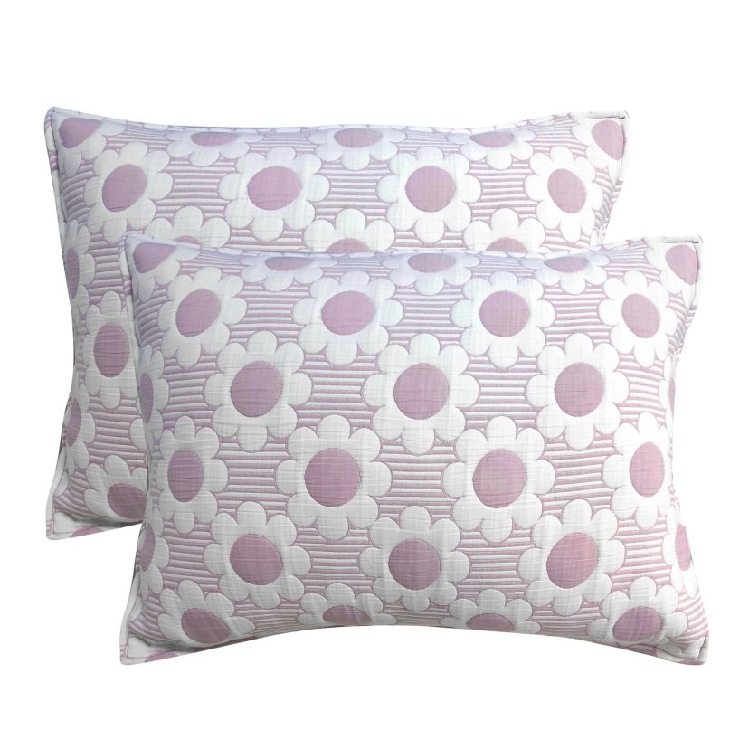 Daisy Flower Lilac 2-3 Piece Soft Matelasse Jacquard Cotton Blend Quilt Set