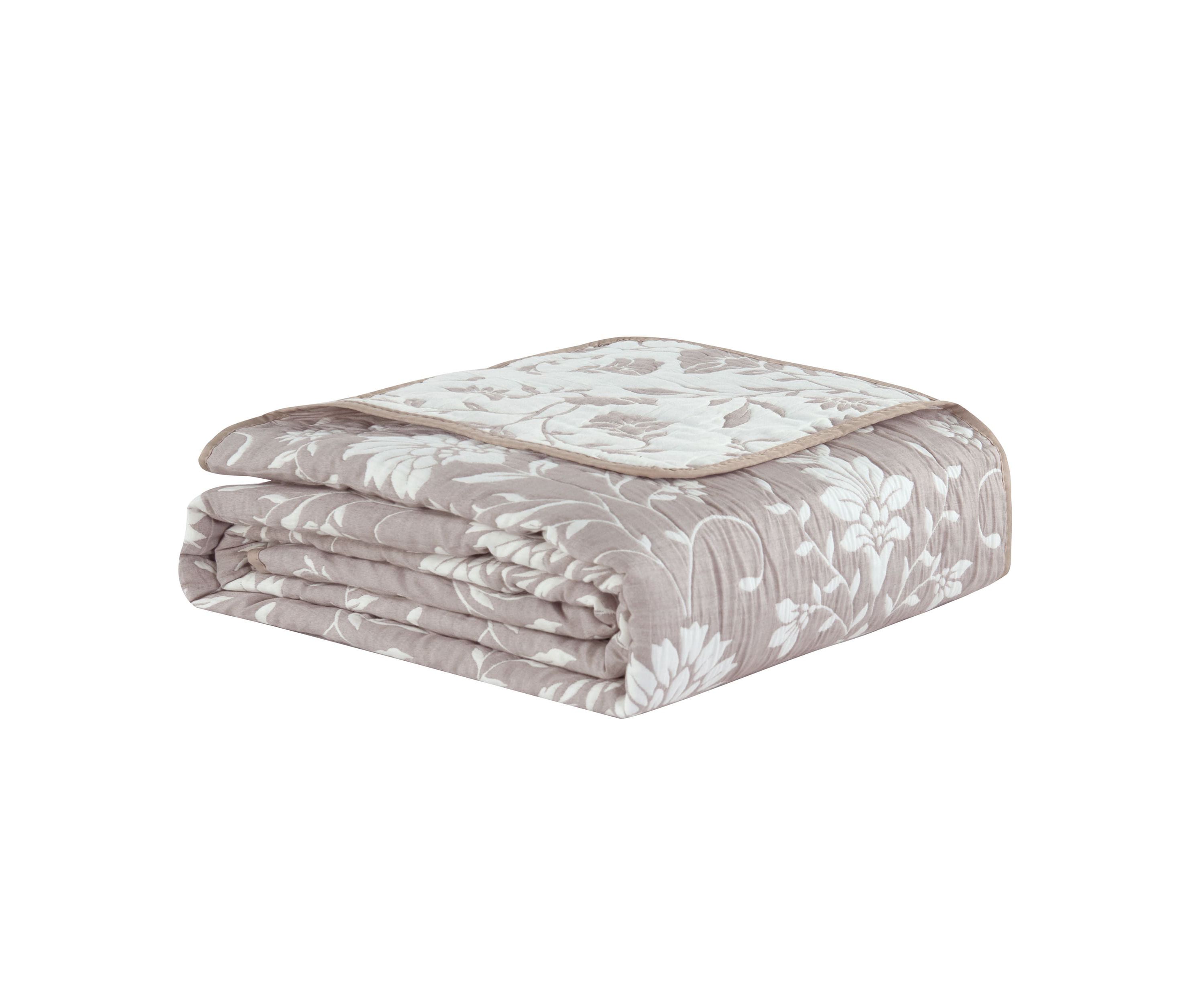 Jasper Taupe 2-3 Piece Soft Matelasse Jacquard Cotton Blend Quilt Set