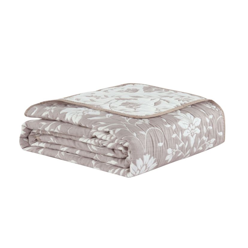 Jasper Taupe 2-3 Piece Soft Matelasse Jacquard Cotton Blend Quilt Set