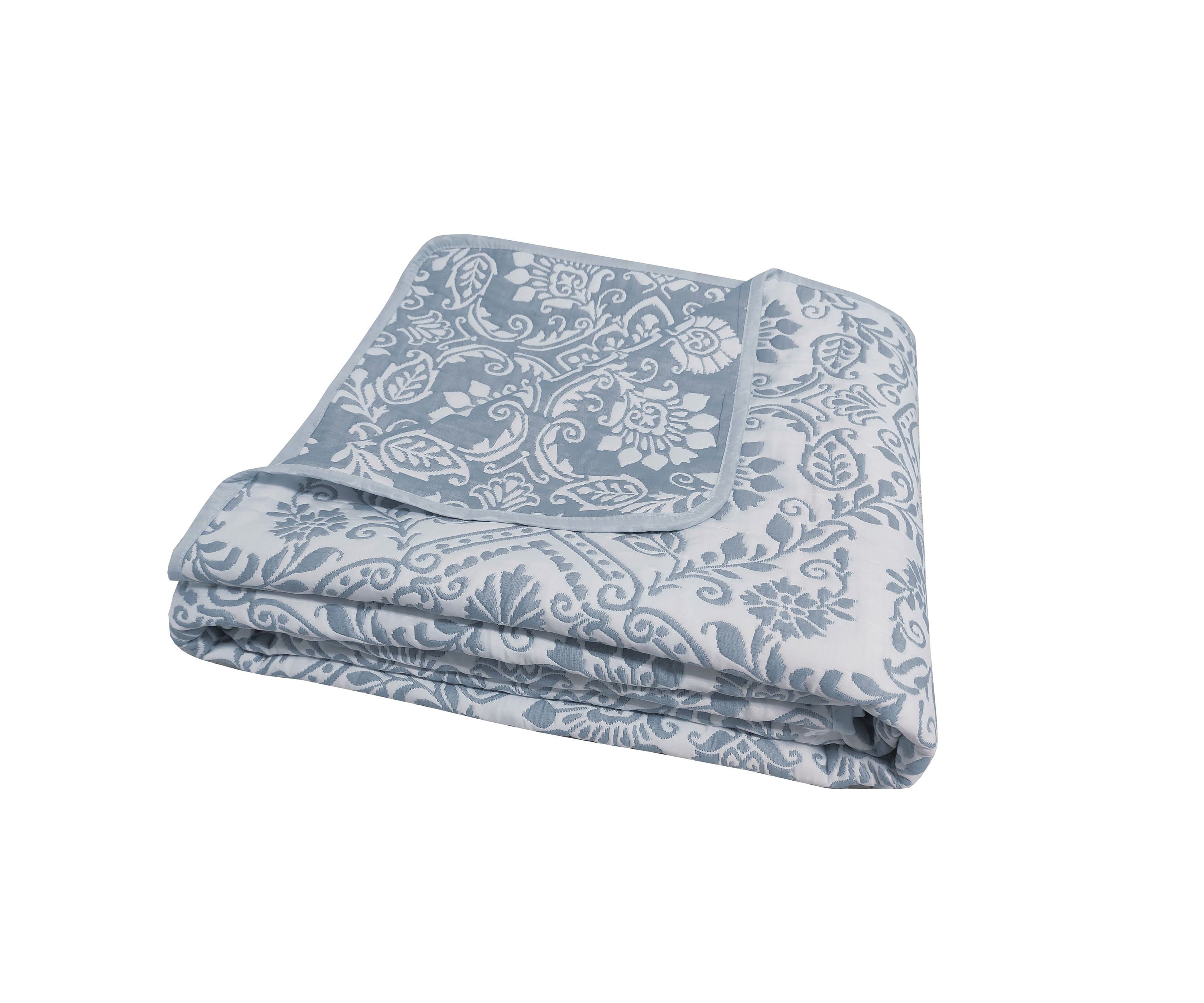 Deena Blue 2-3 Piece Soft Matelasse Jacquard Cotton Blend Quilt Set