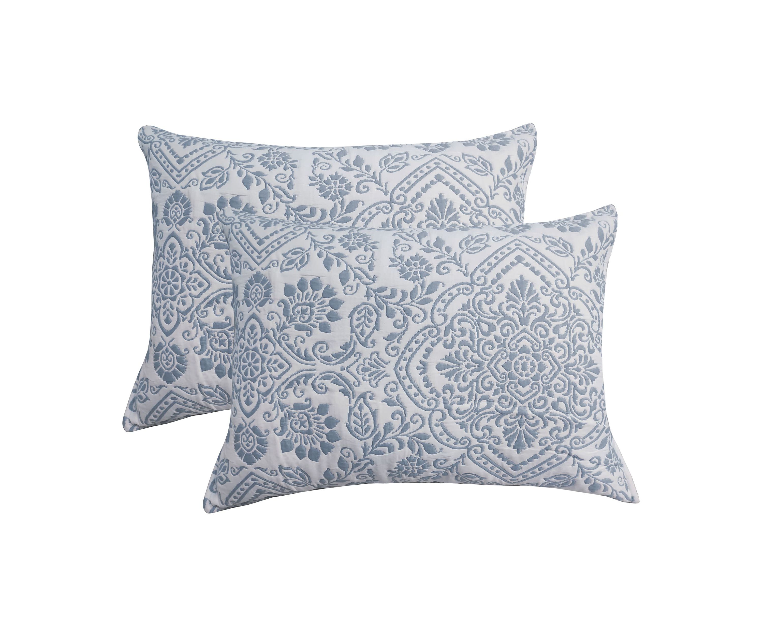 Deena Blue 2-3 Piece Soft Matelasse Jacquard Cotton Blend Quilt Set
