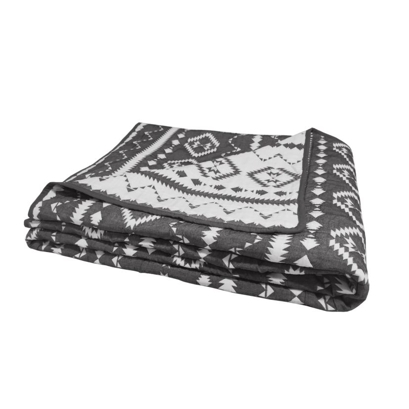Desert Stripe Dark Grey 2-3 Piece Soft Matelasse Jacquard Cotton Blend Quilt Set