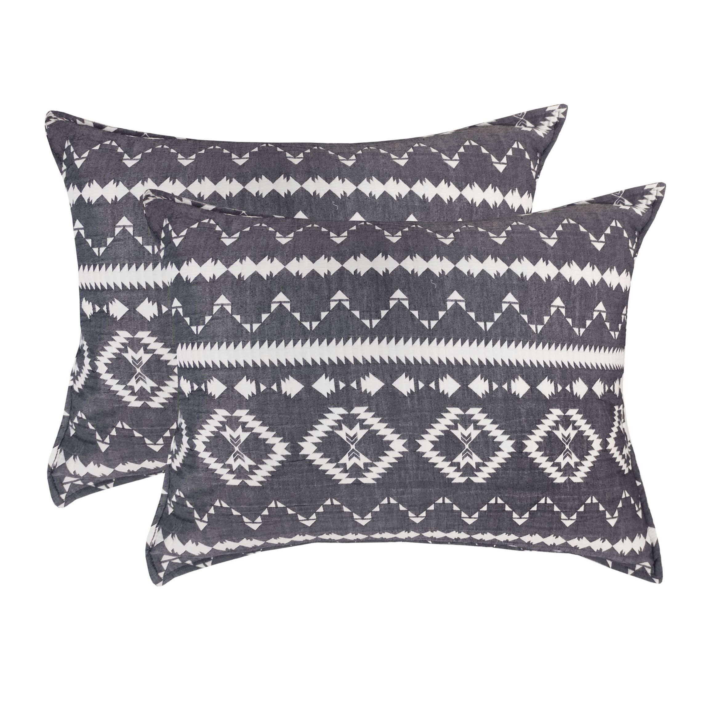 Desert Stripe Dark Grey 2-3 Piece Soft Matelasse Jacquard Cotton Blend Quilt Set