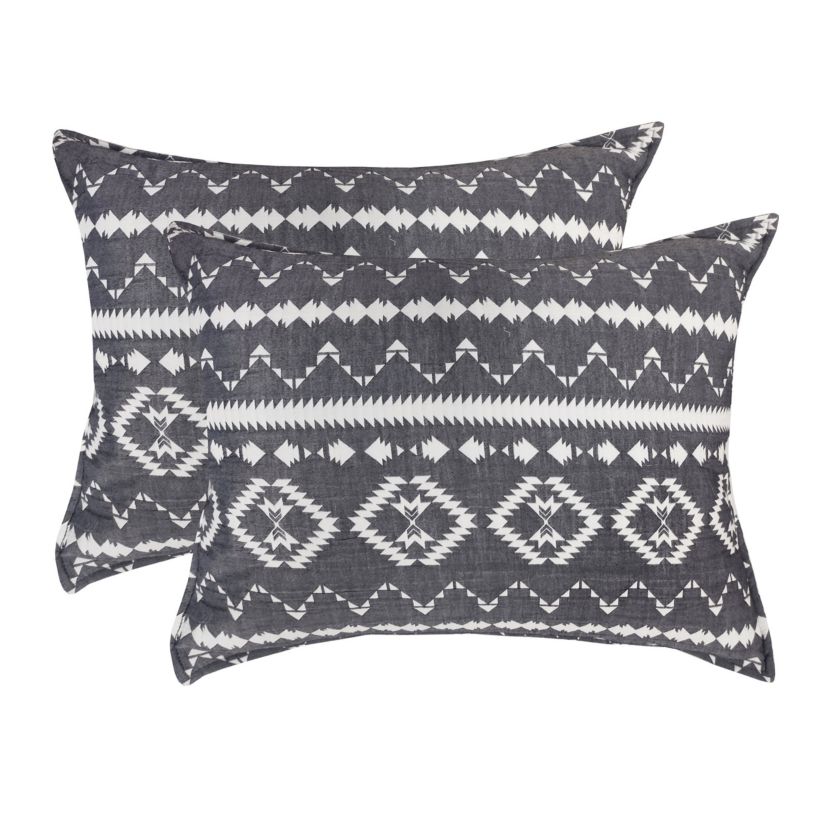 Desert Stripe Dark Grey 2-3 Piece Soft Matelasse Jacquard Cotton Blend Quilt Set