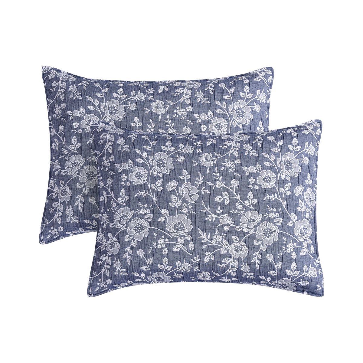 Marguerite Navy 2-3 Piece Soft Matelasse Jacquard Cotton Blend Quilt Set