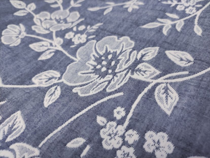 Marguerite Navy 2-3 Piece Soft Matelasse Jacquard Cotton Blend Quilt Set