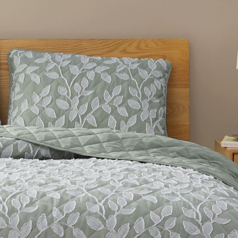 Arbor Sage Green 2-3 Piece Clipped Texture Quilt Set