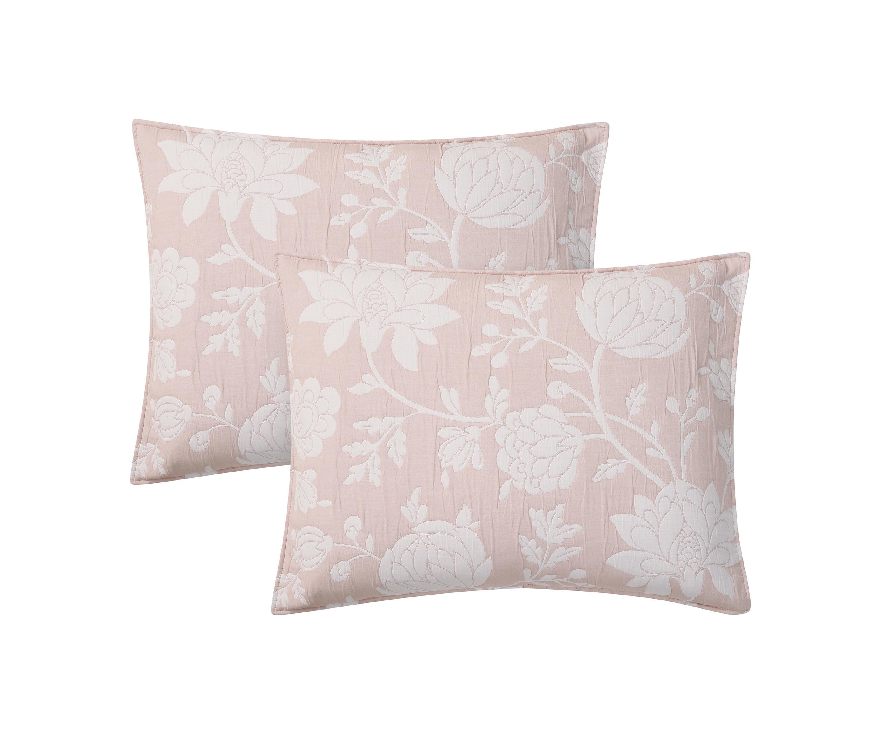Rosewood Estate Pink 2-3 Piece Soft Woven Matelasse Jacquard Cotton Blend Quilt Set