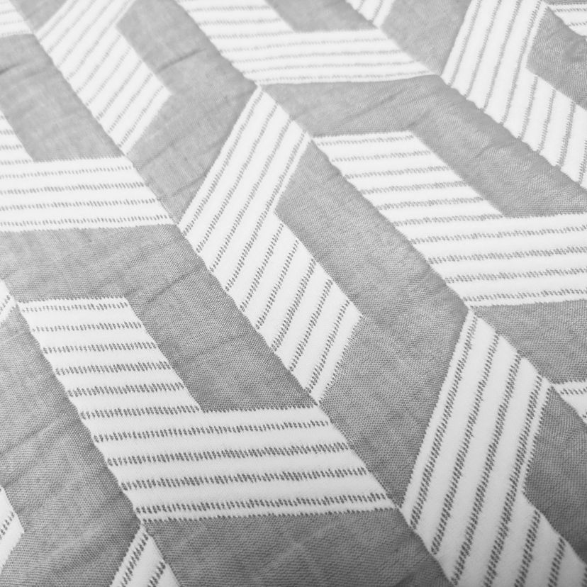 Torino Geo Grey 2-3 Piece Soft Woven Matelasse Reversible Jacquard Cotton Blend Quilt Set