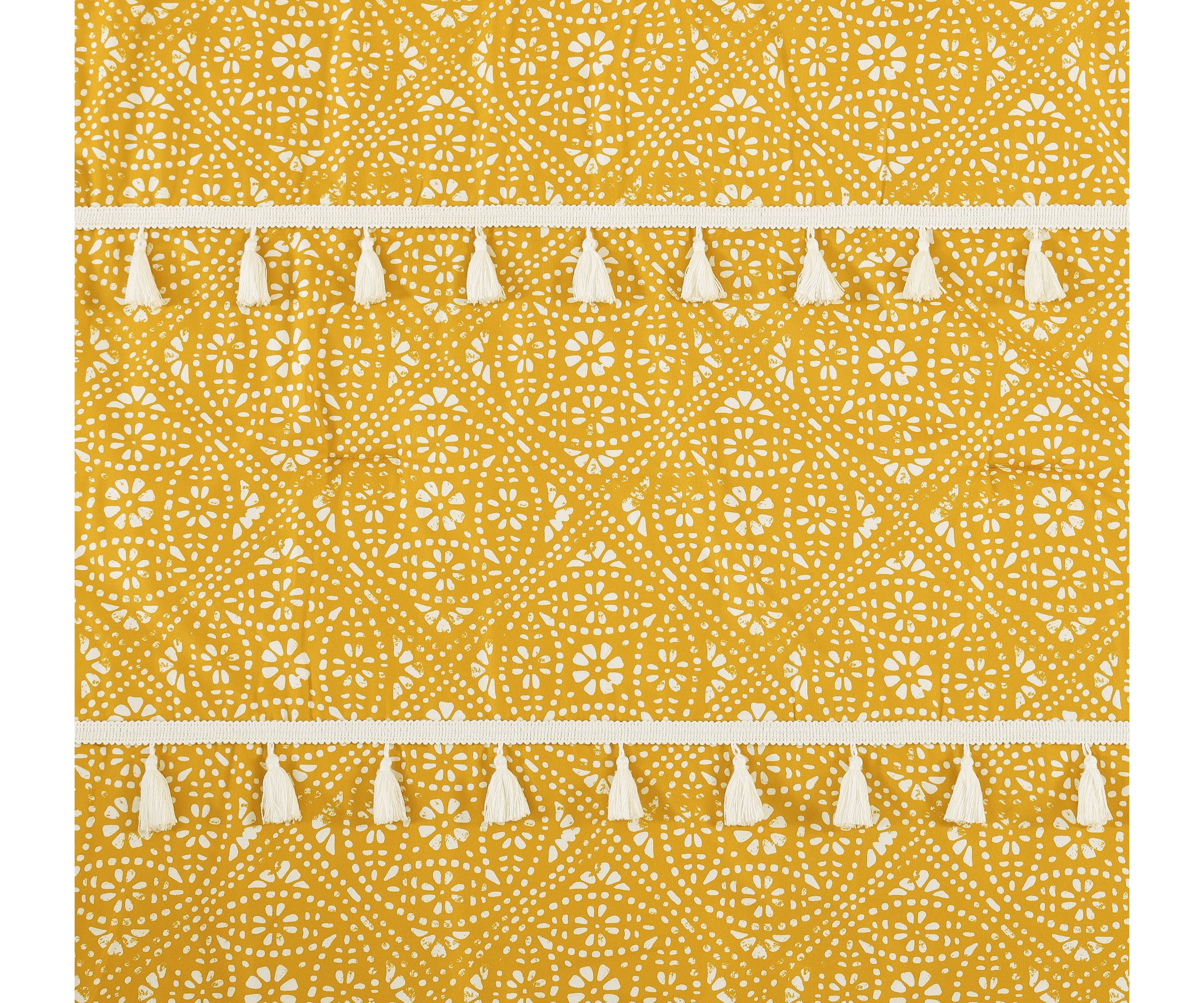 Pasadena Medallion Yellow 2-3 Piece Microfiber Comforter Set with Tassels